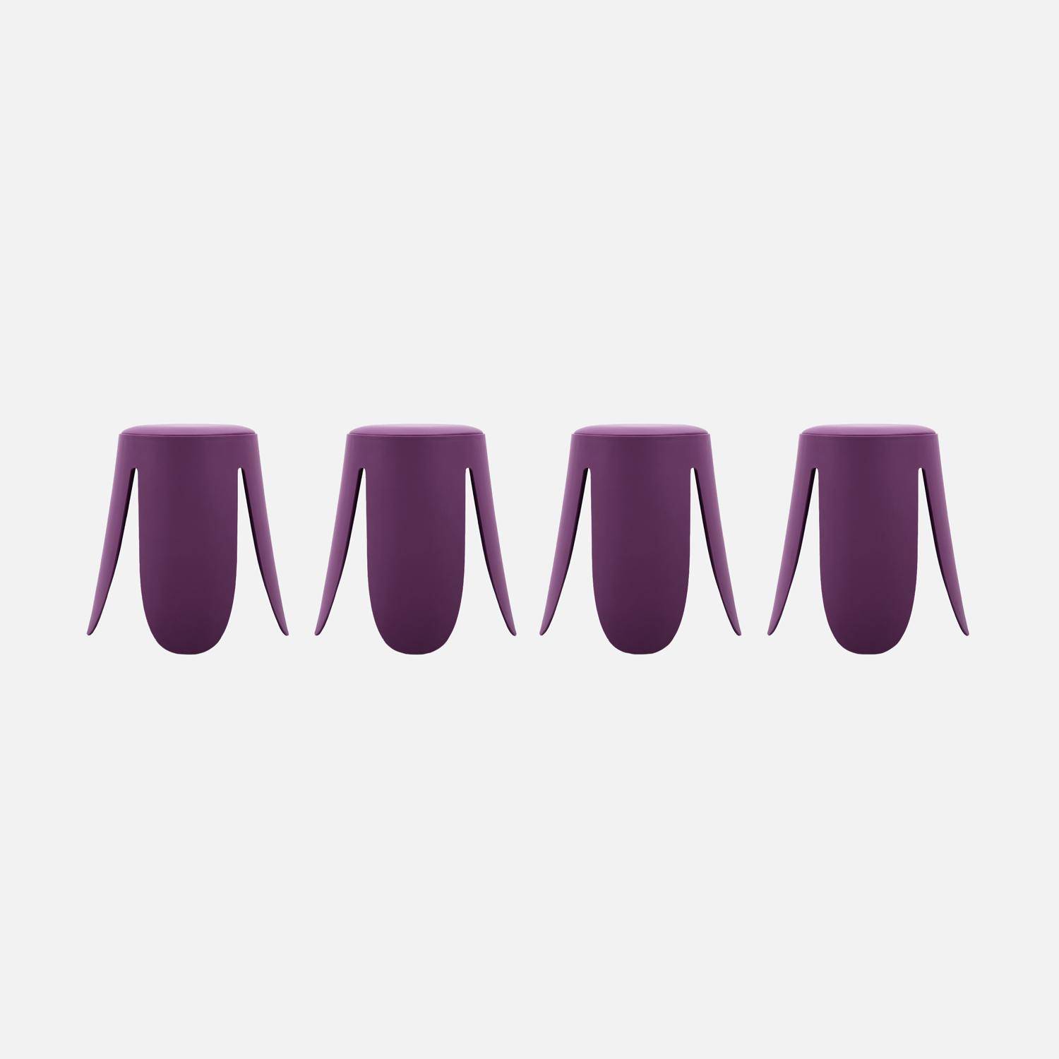 Bancos empilháveis de polipiel, set de 4, Niki, Roxo, 44x44x46 cm,sweeek,Photo3