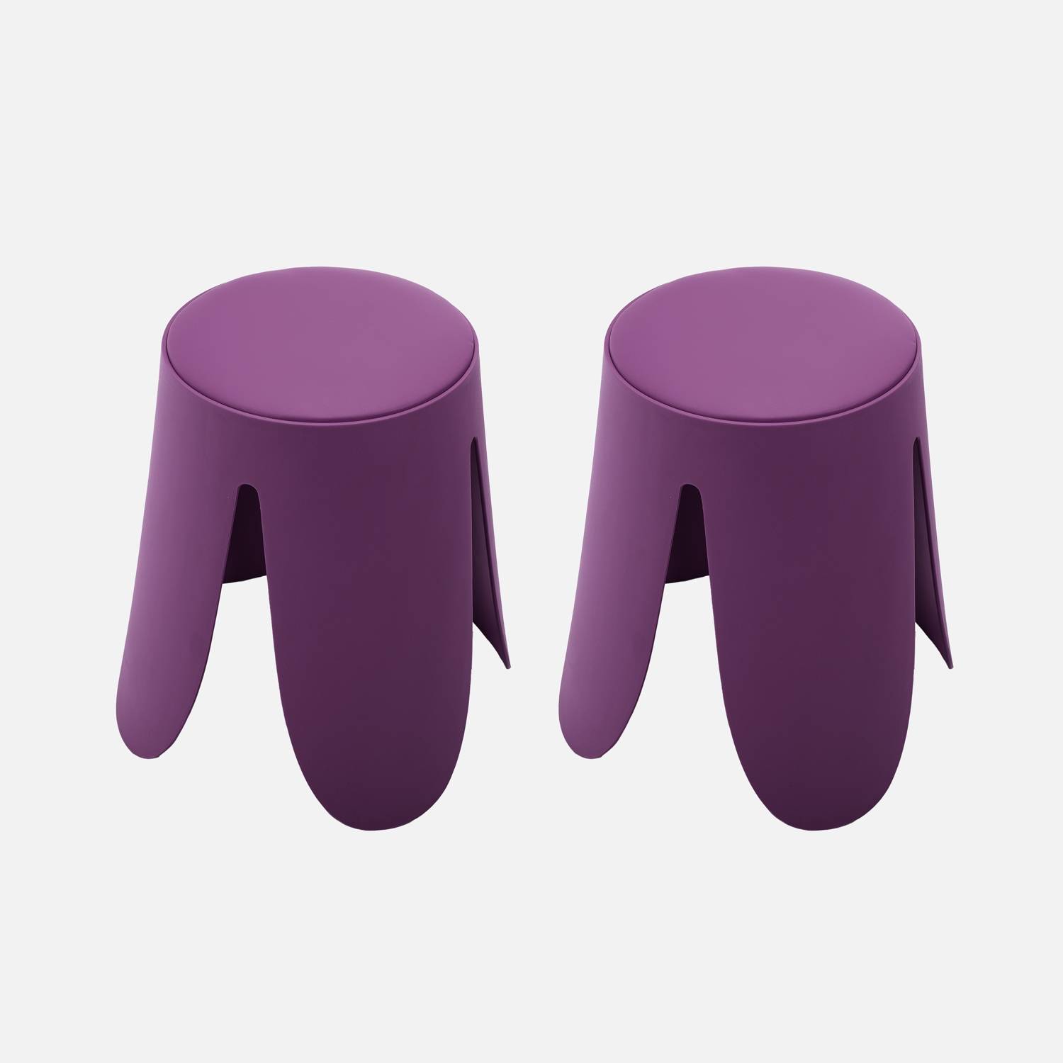 Taburete apilable cuero sintético, set de 2, Violeta