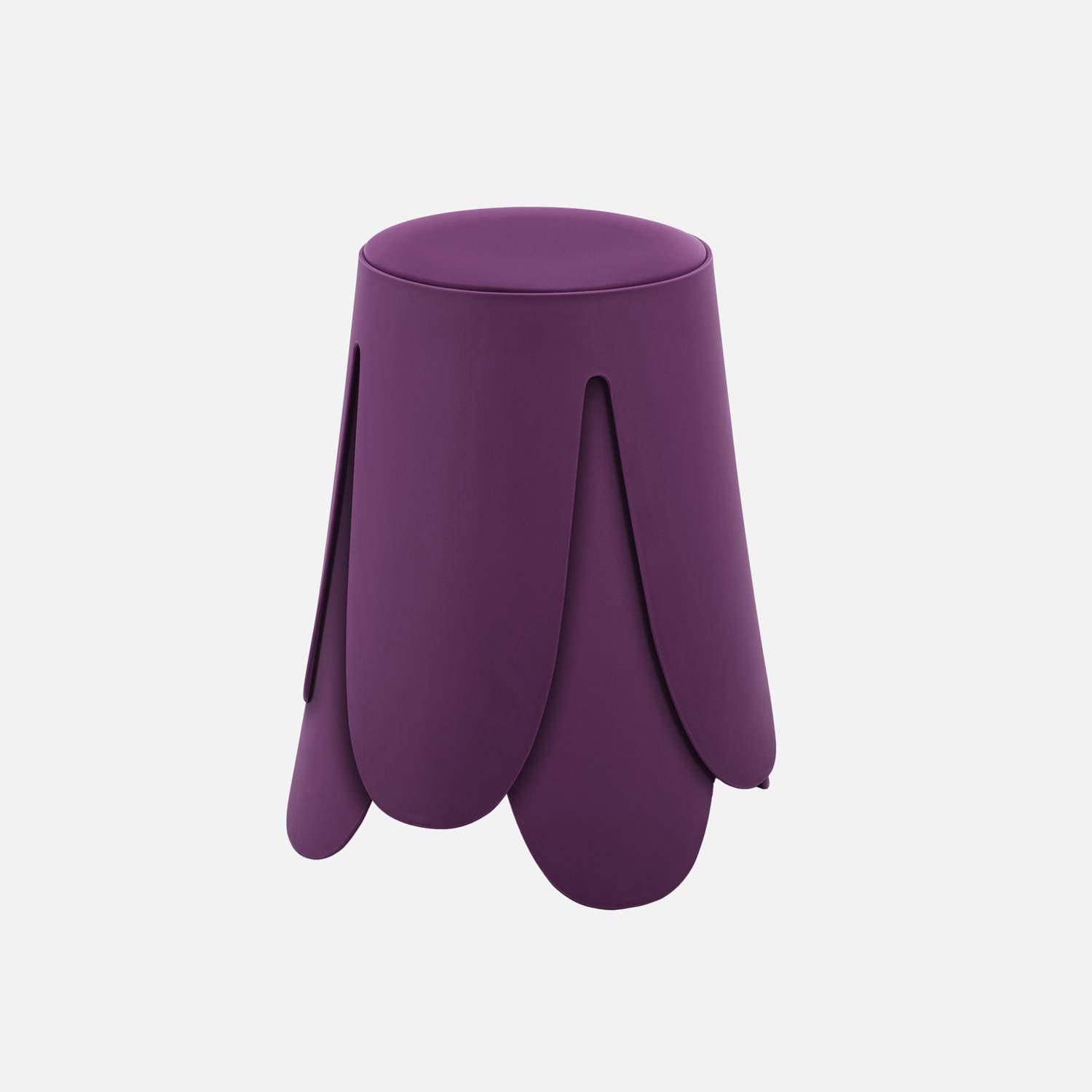 Taburete apilable cuero sintético, set de 2, Niki, Violeta, 44x44x46 cm Photo3