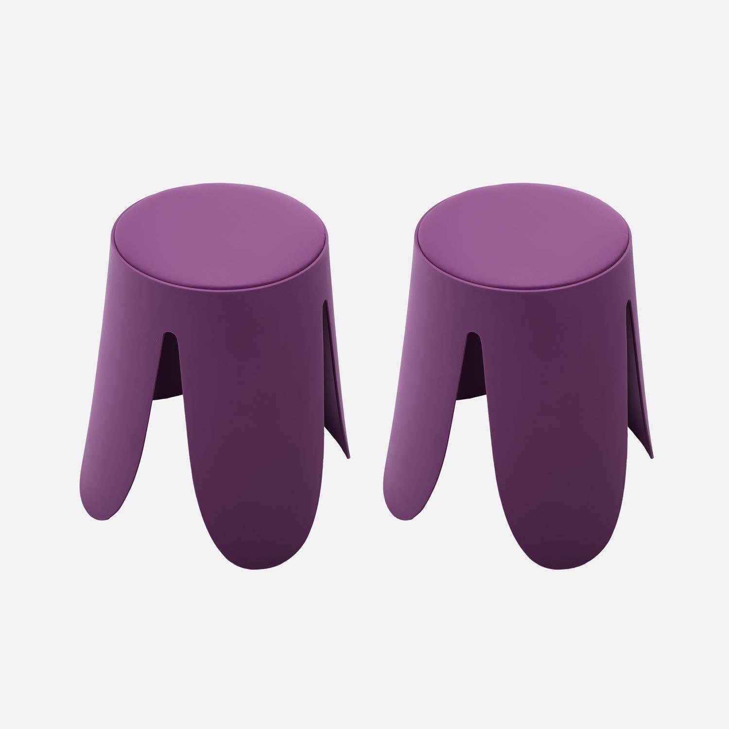 Taburete apilable cuero sintético, set de 2, Niki, Violeta, 44x44x46 cm Photo1