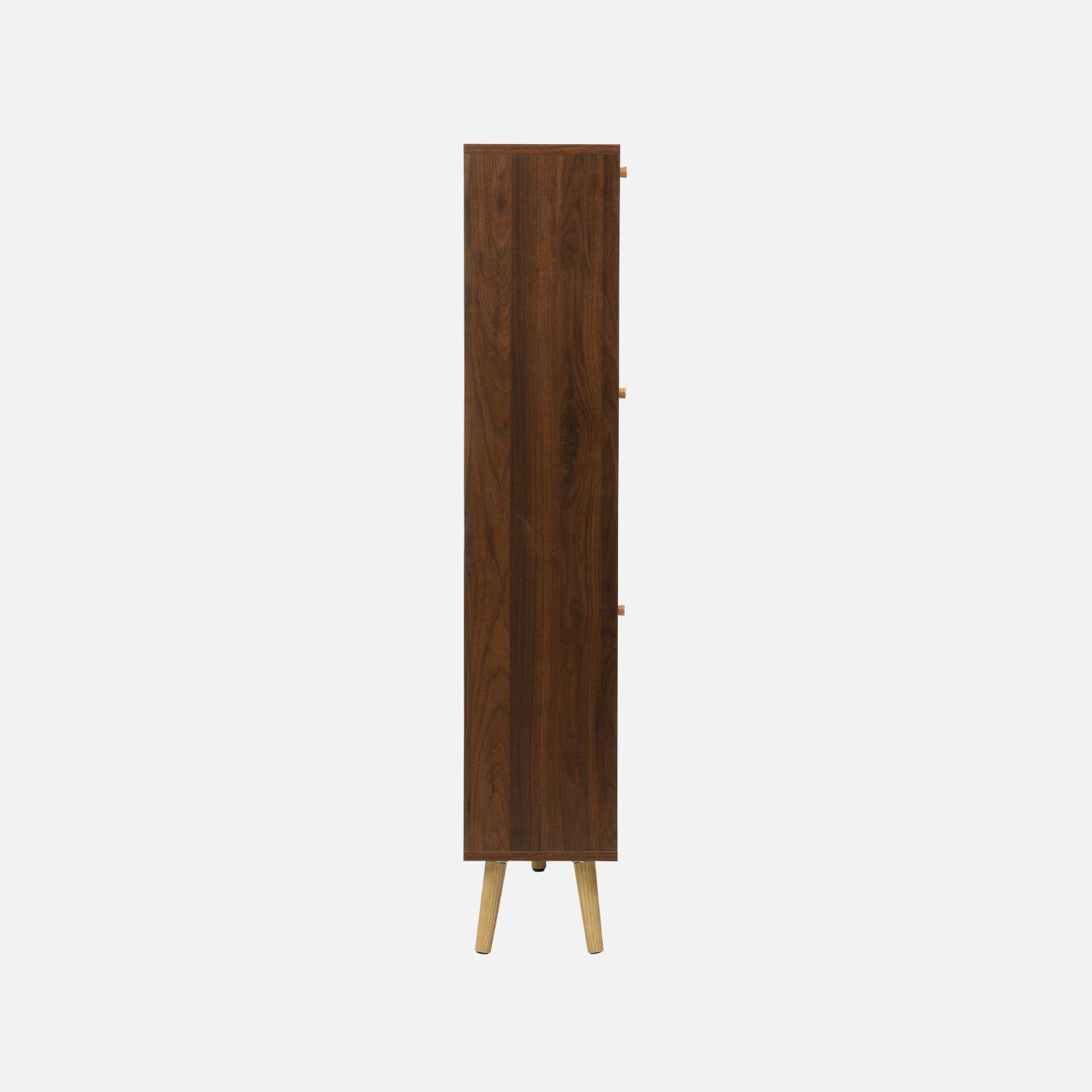 Schuhschrank mit Rohrgeflecht, 3 Klapptüren, 1 Tür, für 21 Paar, nussbaumfarben 120 x 24 x 125 cm - Bohème Photo5