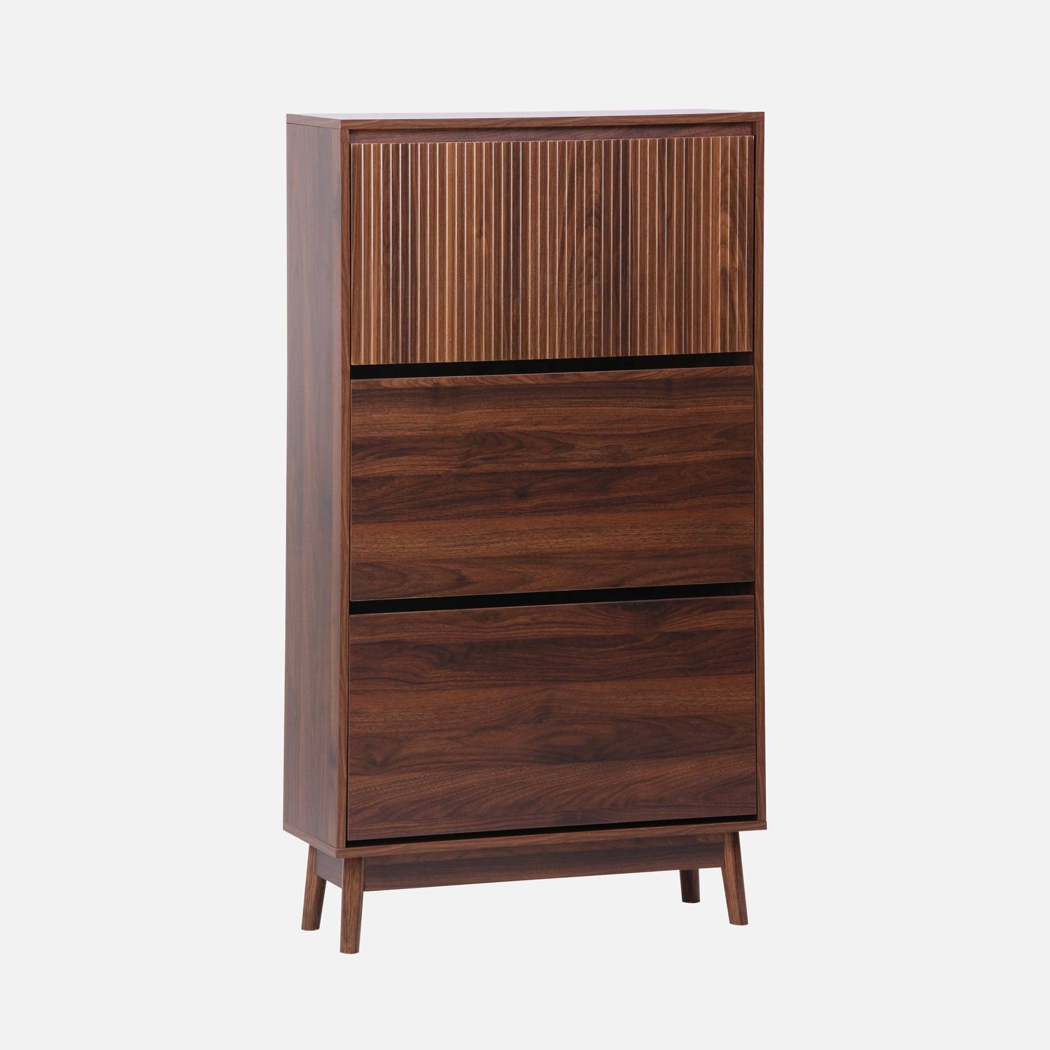 Meuble à chaussures scandinave décor bois noyer