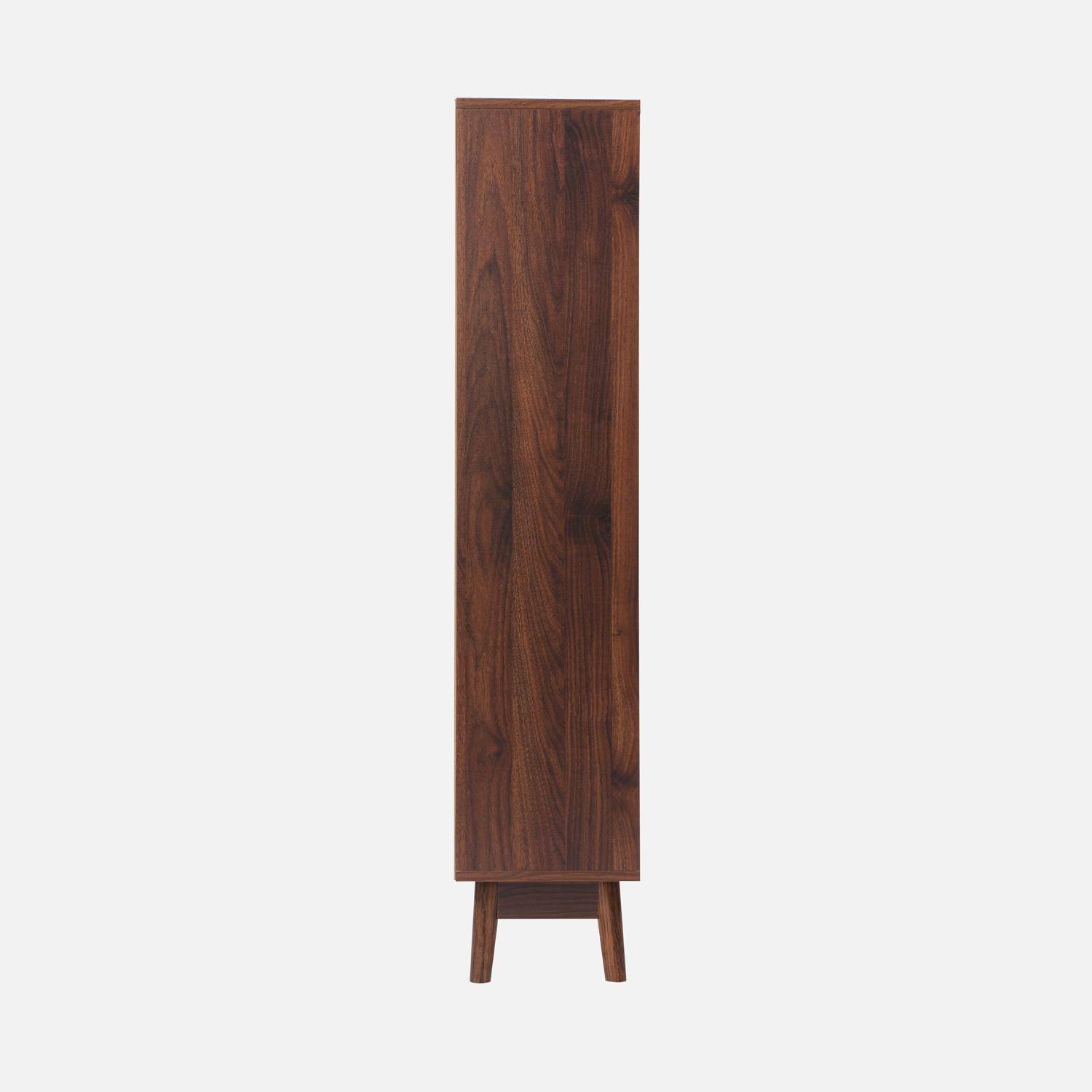 Meuble à chaussures scandinave décor bois noyer 3 portes abattantes capacité 18 paires de chaussures Photo3