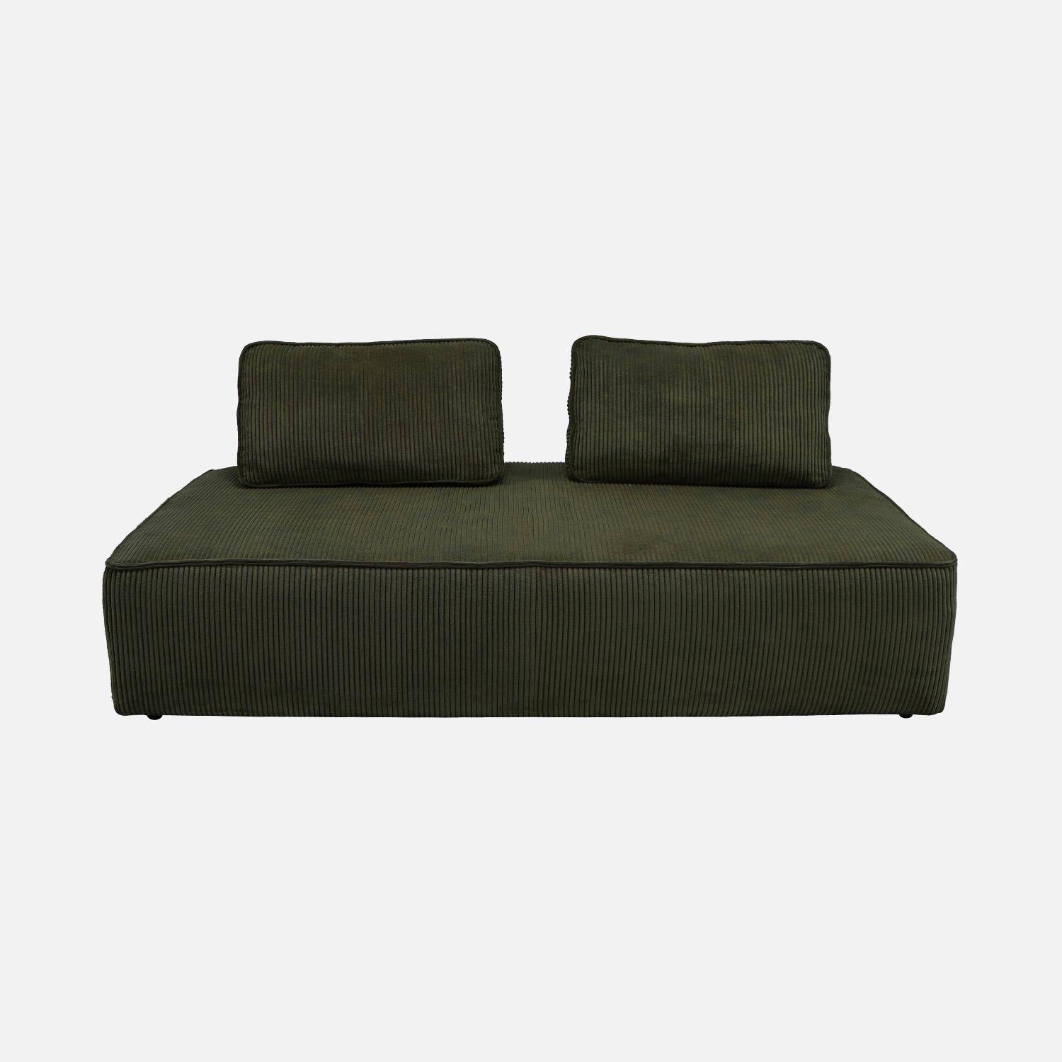 Lot de 2 chauffeuses LAO 2 places pour canapé modulable velours côtelé vert foncé, L 180 x P 90 x H 78cm Photo5