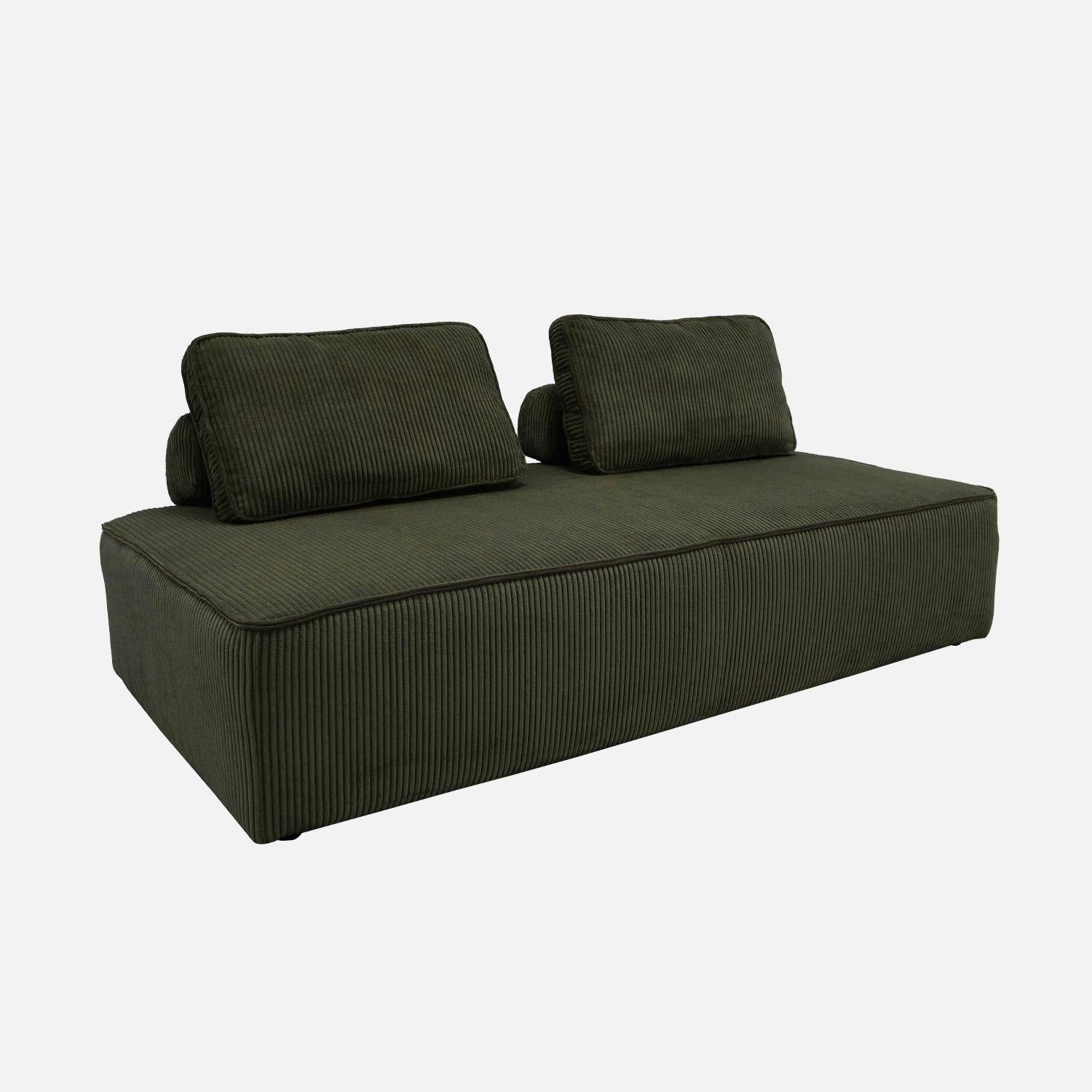 Lot de 2 chauffeuses LAO 2 places pour canapé modulable velours côtelé vert foncé, L 180 x P 90 x H 78cm Photo4