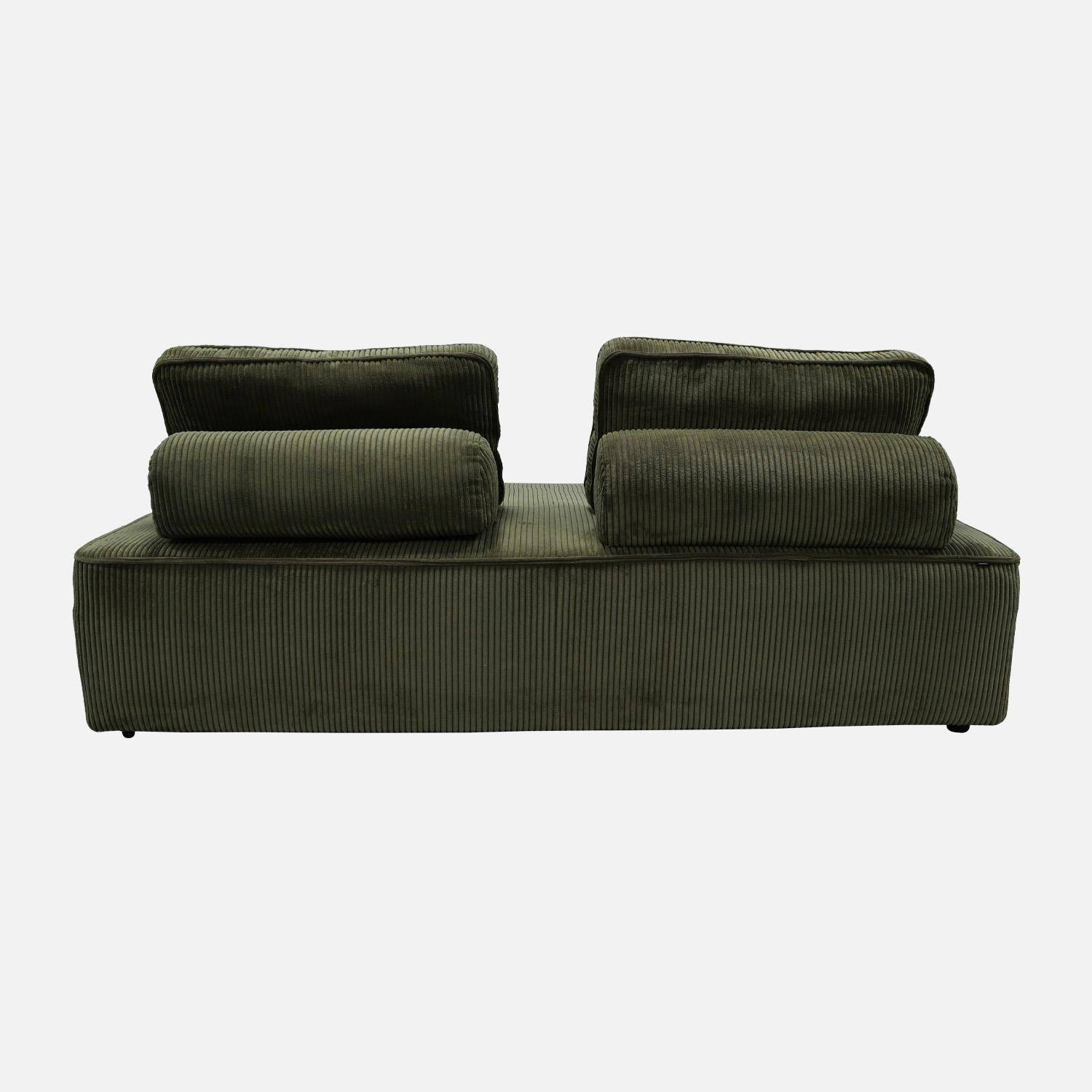 Lot de 2 chauffeuses LAO 2 places pour canapé modulable velours côtelé vert foncé, L 180 x P 90 x H 78cm Photo6