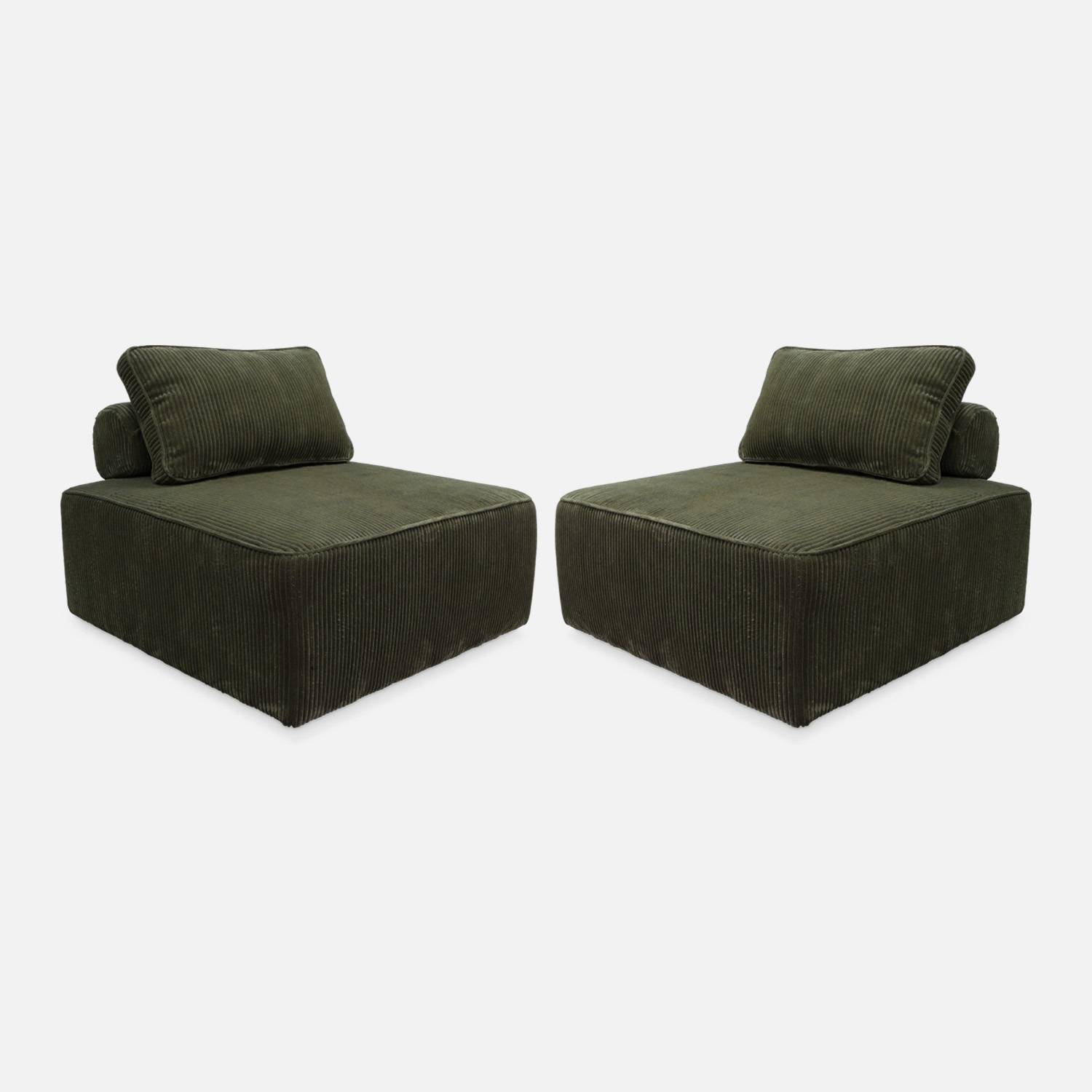 Lot de 2 chauffeuses pour canapé velours côtelé vert foncé