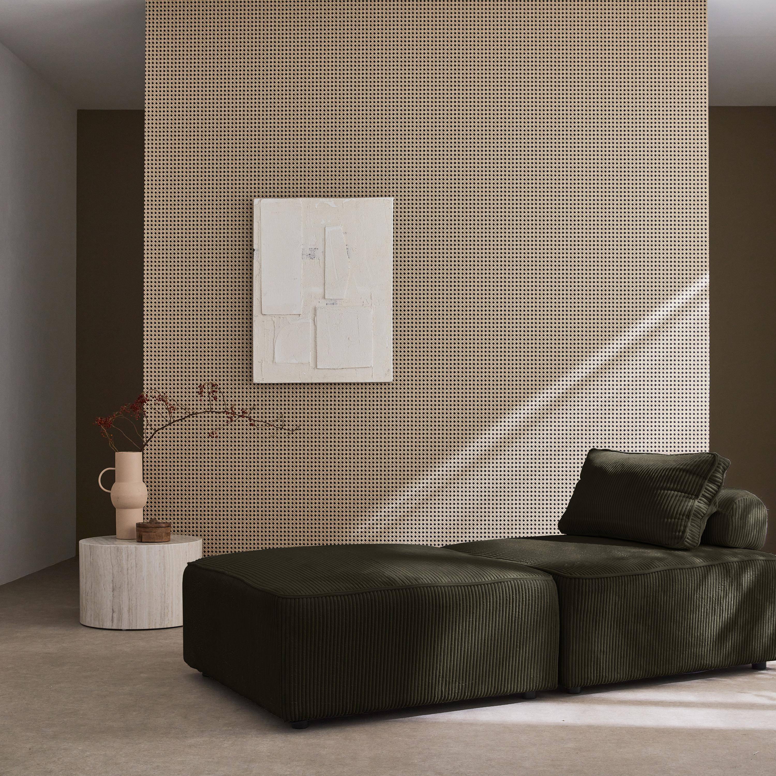 Lot de 2 chauffeuses pour canapé modulable velours côtelé vert foncé avec un coussin  Photo3