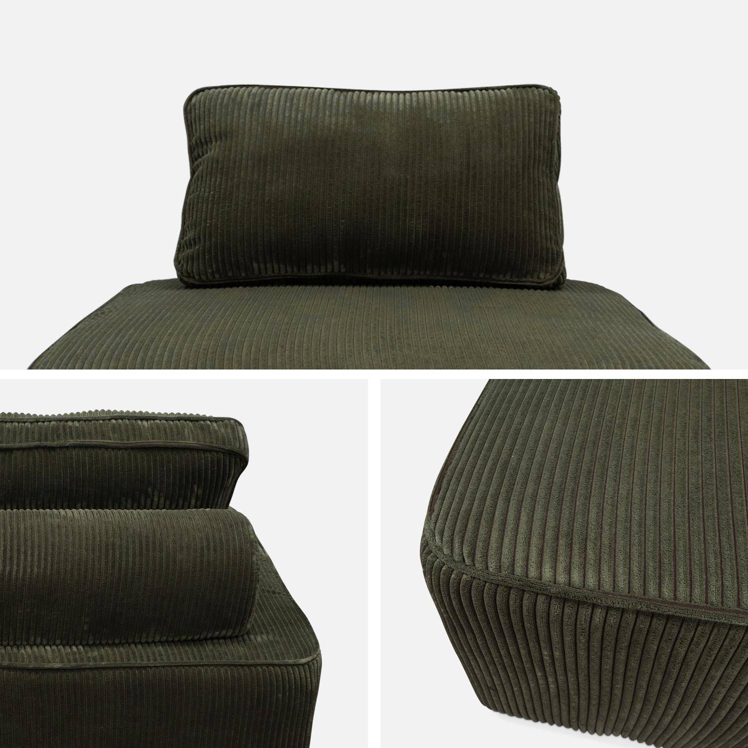 Lot de 2 chauffeuses pour canapé modulable velours côtelé vert foncé avec un coussin  Photo7