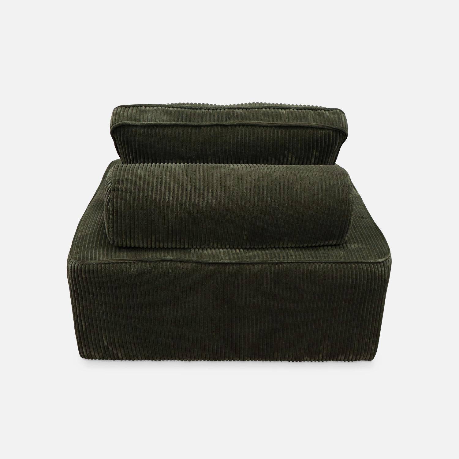 Lot de 2 chauffeuses pour canapé modulable velours côtelé vert foncé avec un coussin  Photo6