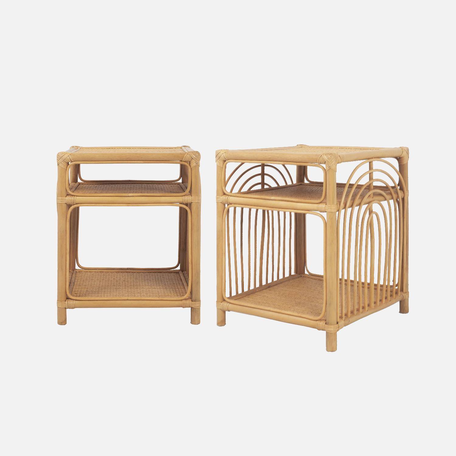 Lot de 2 tables de chevet rotin naturel 1 étagère 1 niche L 40 x P 40 x H 50cm - Bandung Photo1