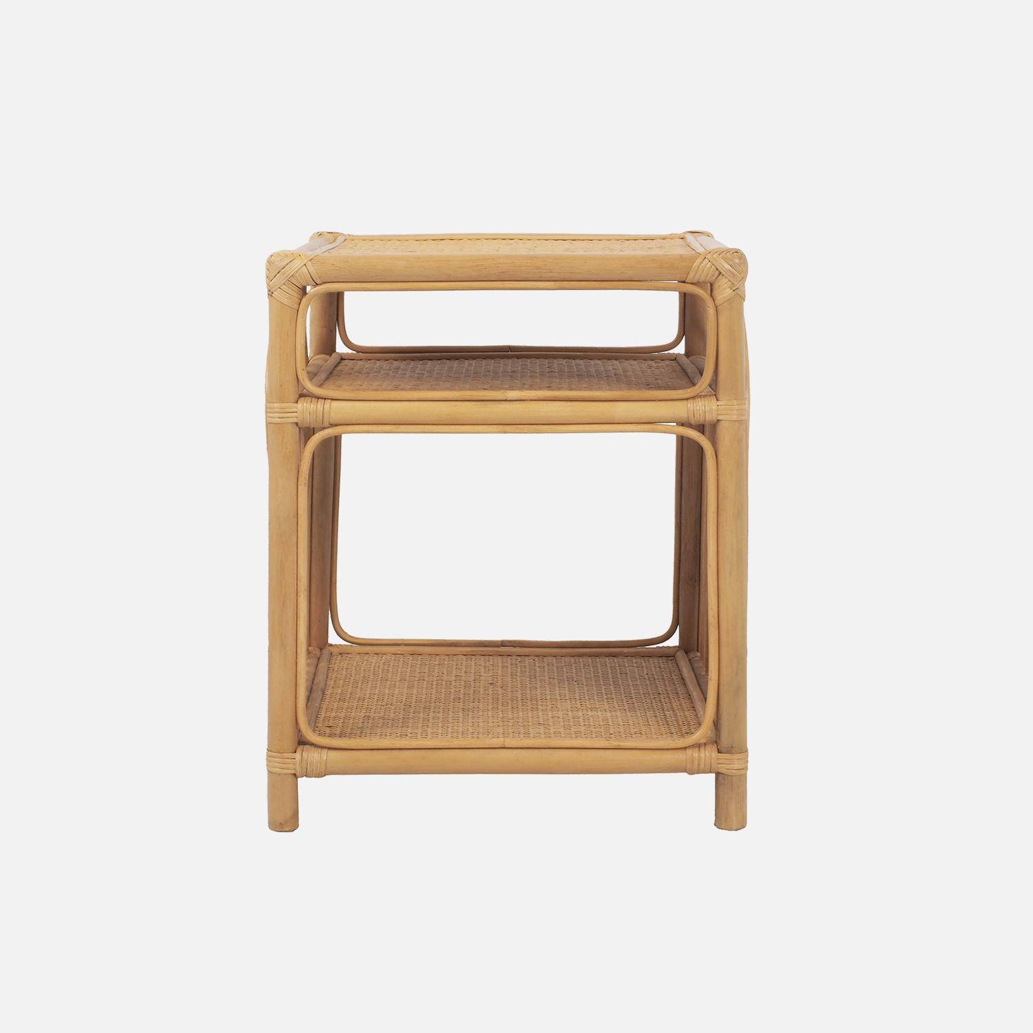 Lot de 2 tables de chevet rotin naturel 1 étagère 1 niche L 40 x P 40 x H 50cm - Bandung Photo3