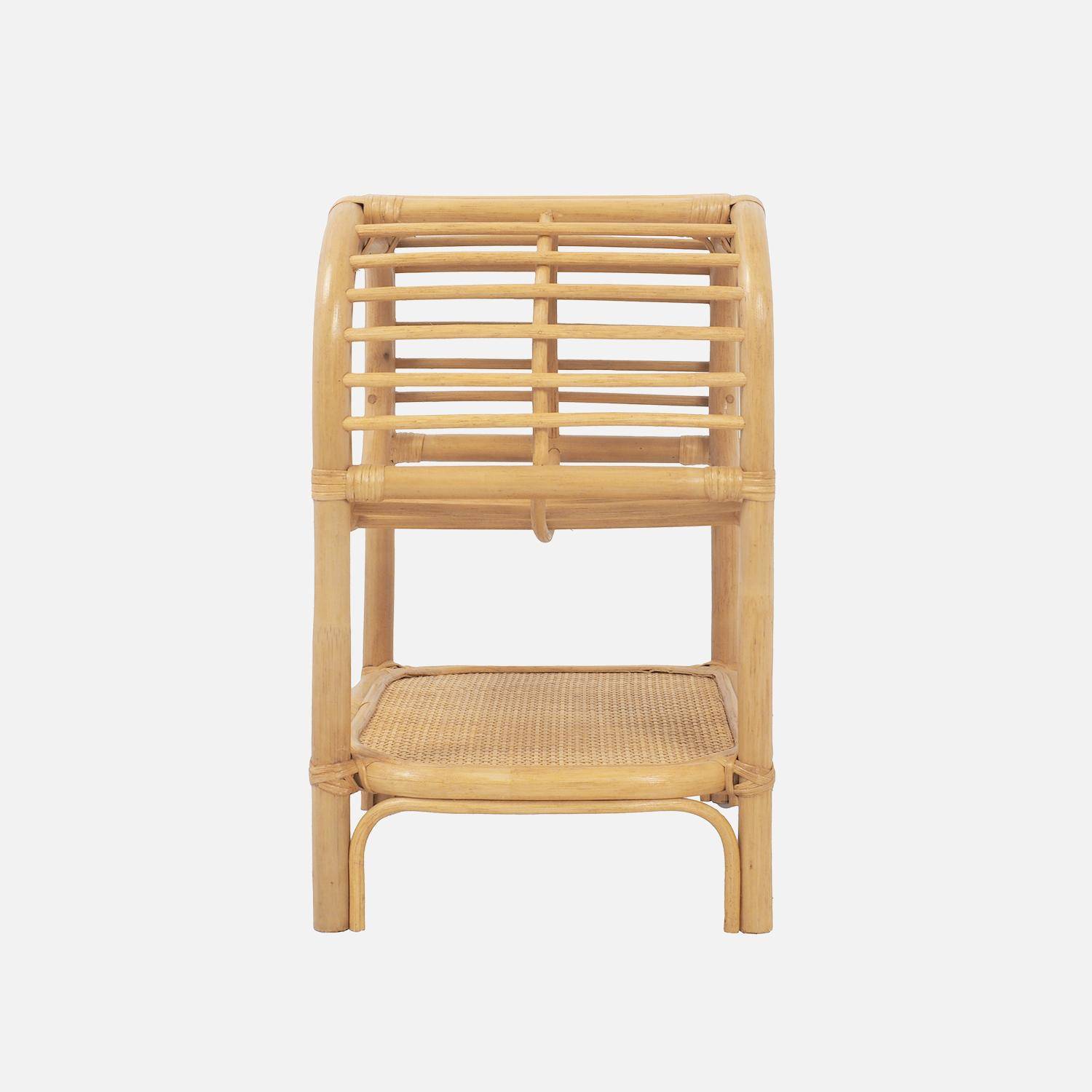 Lot de 2 tables de chevet rotin naturel courbé 1 étagère 1 niche L 40 x P 30 x H 50cm - Serang,sweeek,Photo3