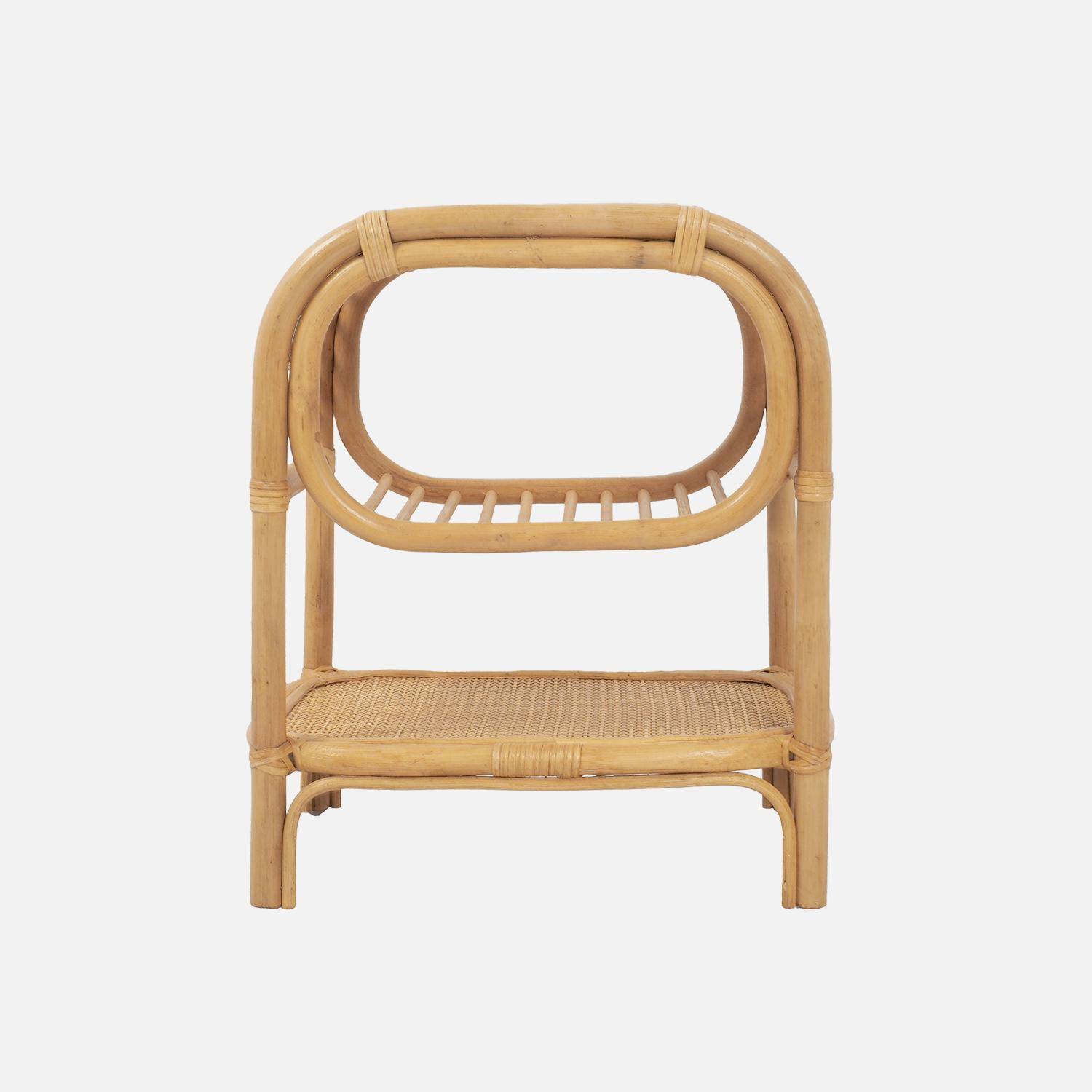 Lot de 2 tables de chevet rotin naturel courbé 1 étagère 1 niche L 40 x P 30 x H 50cm - Serang,sweeek,Photo2