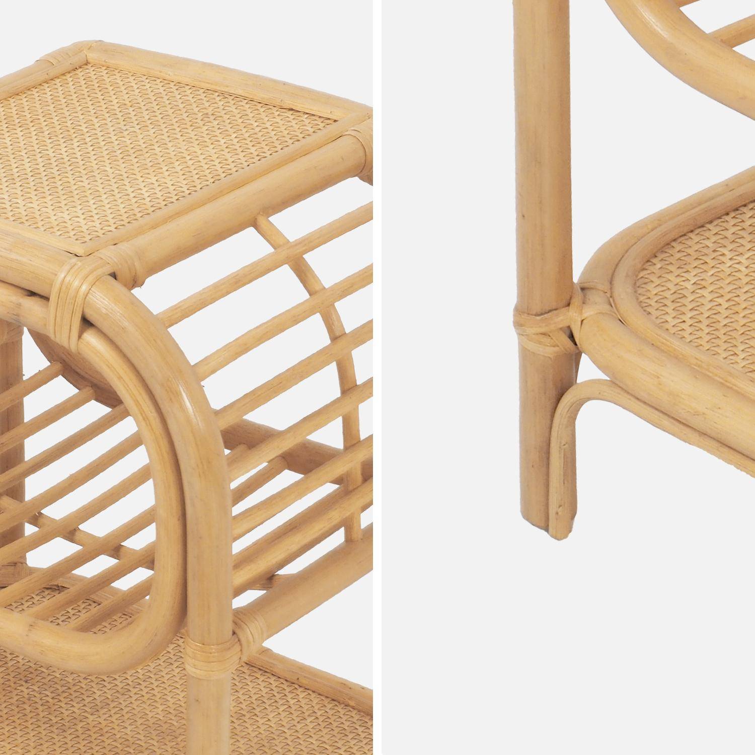 Lot de 2 tables de chevet rotin naturel courbé 1 étagère 1 niche L 40 x P 30 x H 50cm - Serang,sweeek,Photo4