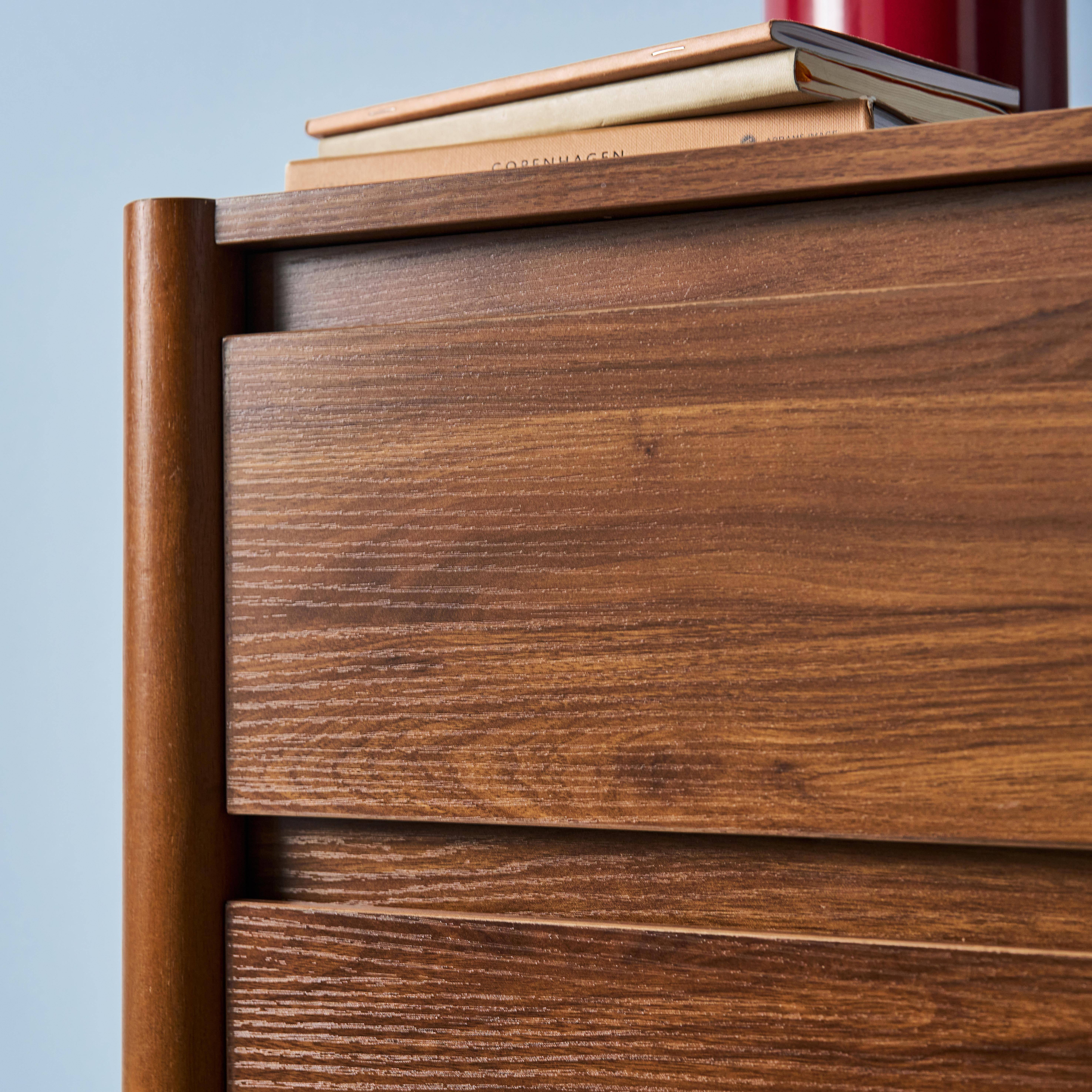 Mesa de cabeceira com 2 gavetas, Harmony, Madeira de nogueira, 42x42x55 cm,sweeek,Photo6