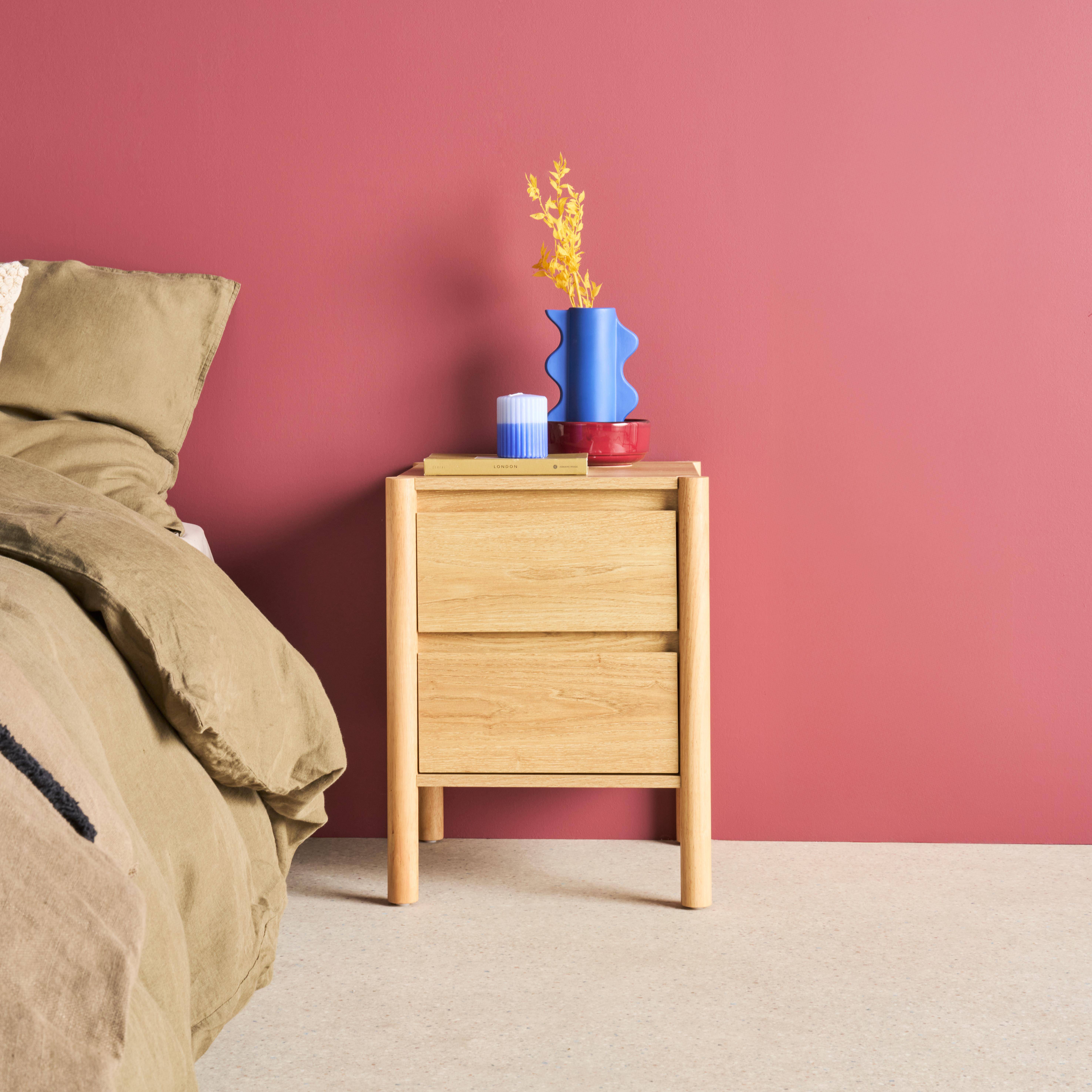 Bedside table wood decor 2 drawers Natural 42x42x55 cm - Harmony Photo2