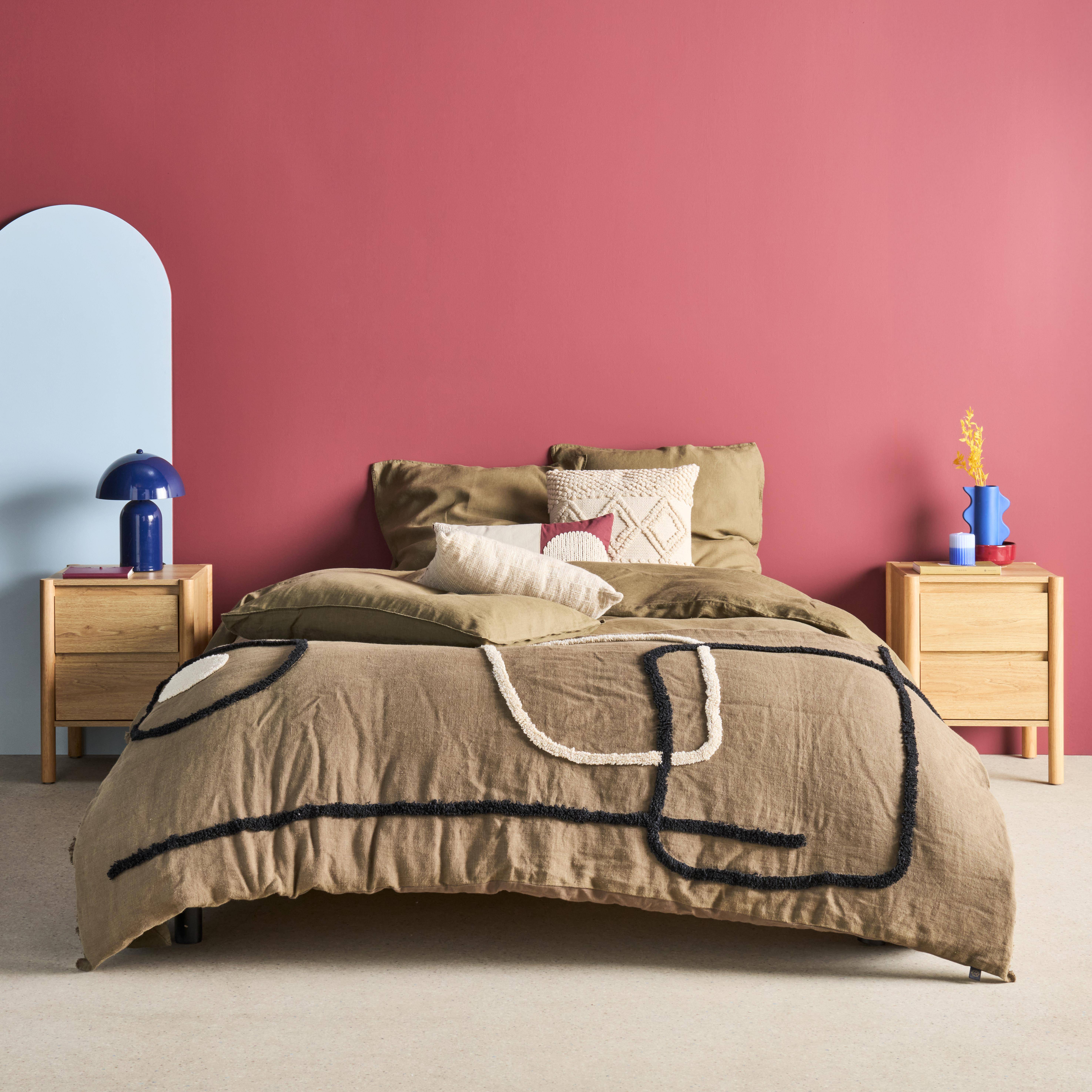 Bedside table wood decor 2 drawers Natural 42x42x55 cm - Harmony Photo1