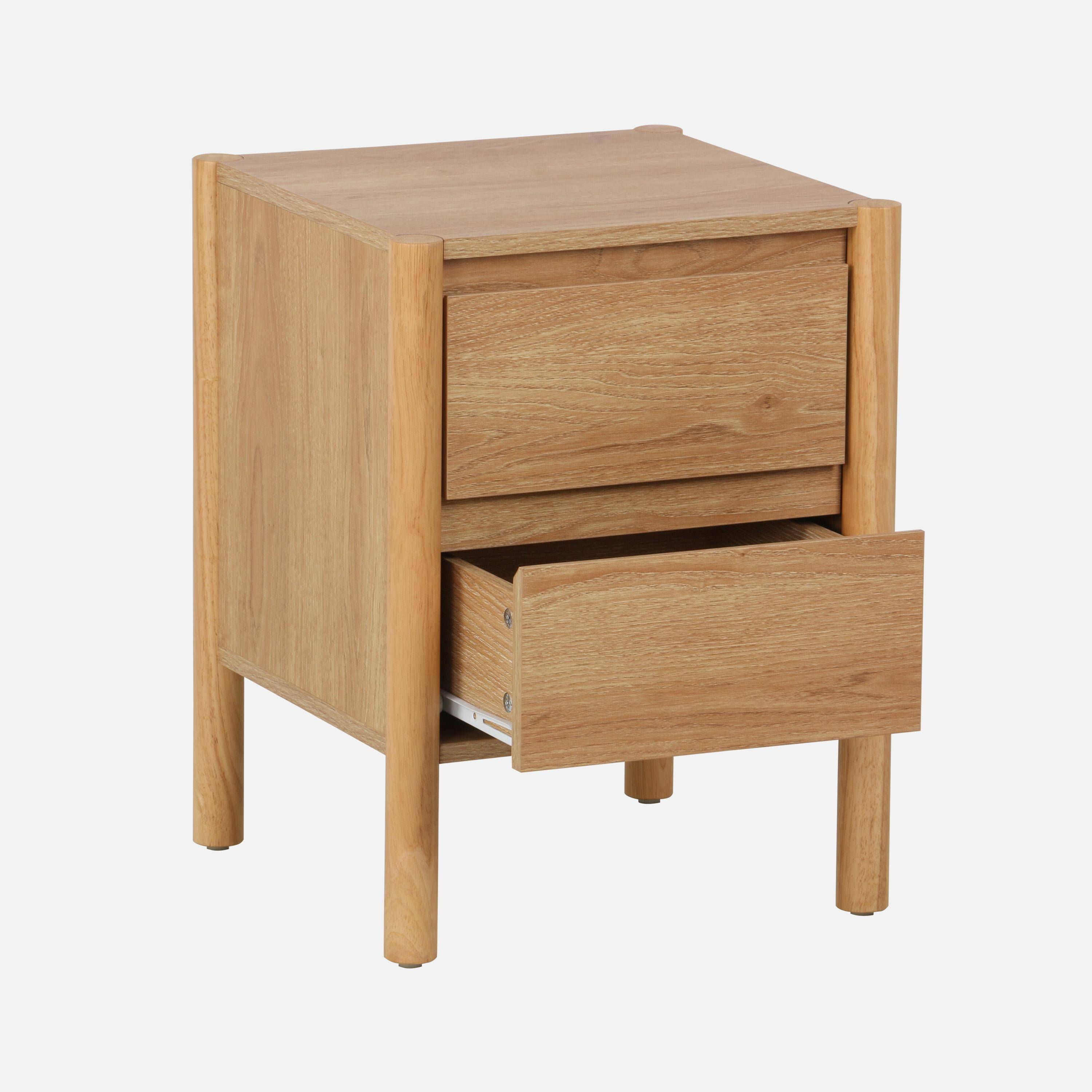 Table de chevet décor bois 2 tiroirs naturel - 42 x 42 x 55 cm - Harmony,sweeek,Photo2