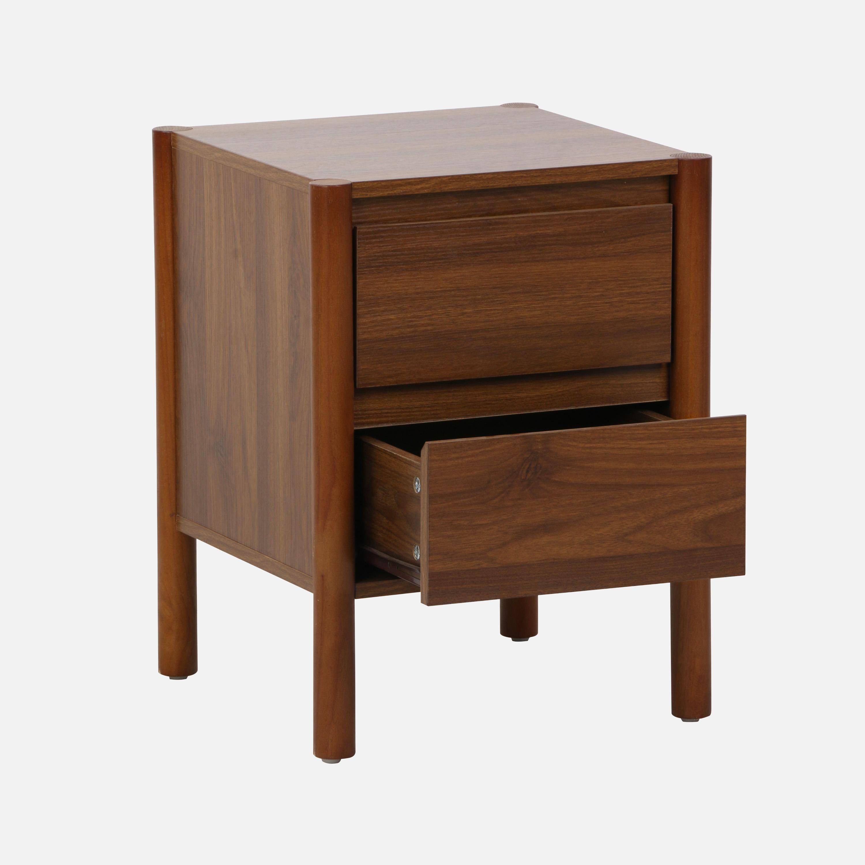 Lot de 2 tables de chevet décor bois 2 tiroirs noyer - 42 x 42 x 55 cm - Harmony Photo3