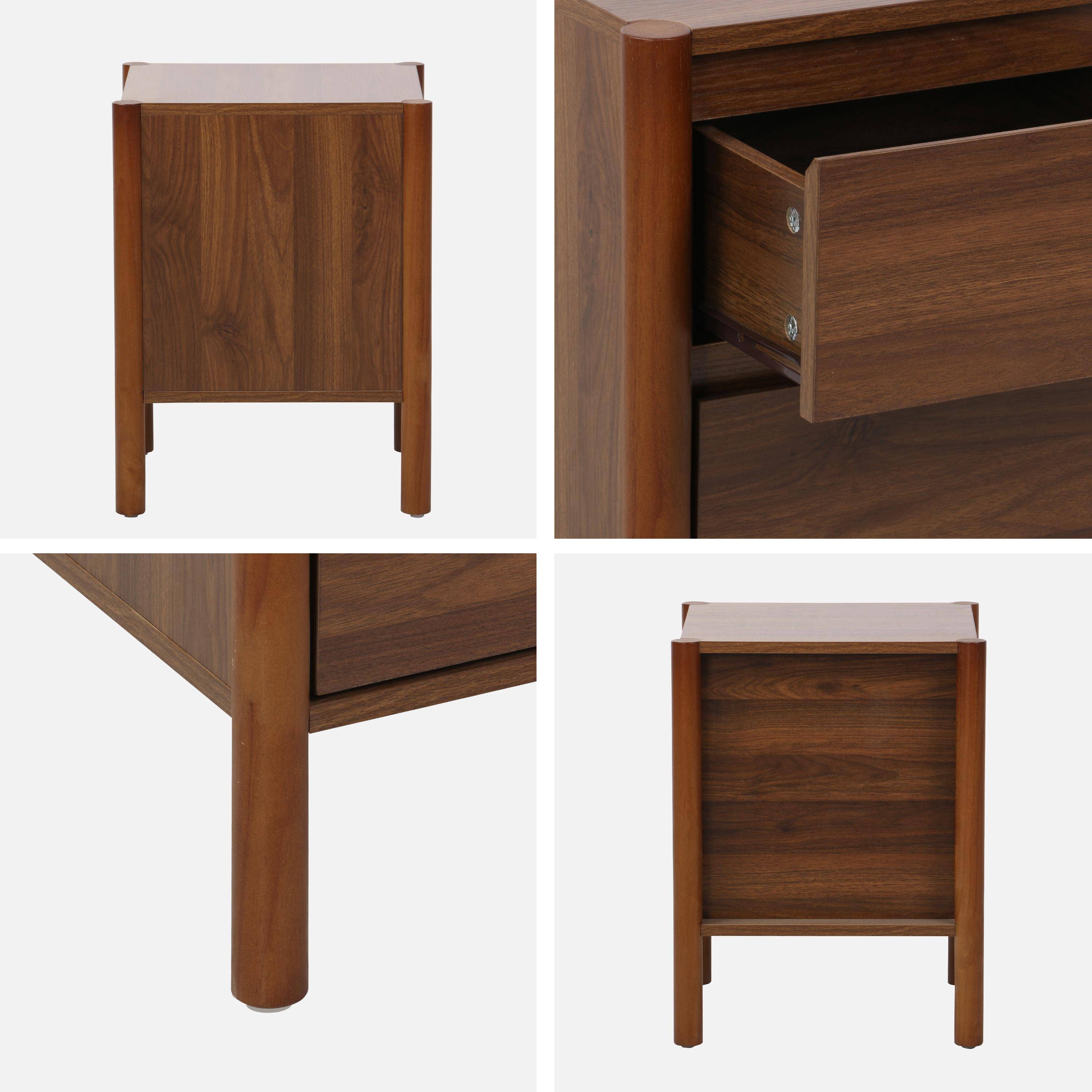 Lot de 2 tables de chevet décor bois 2 tiroirs noyer - 42 x 42 x 55 cm - Harmony Photo5