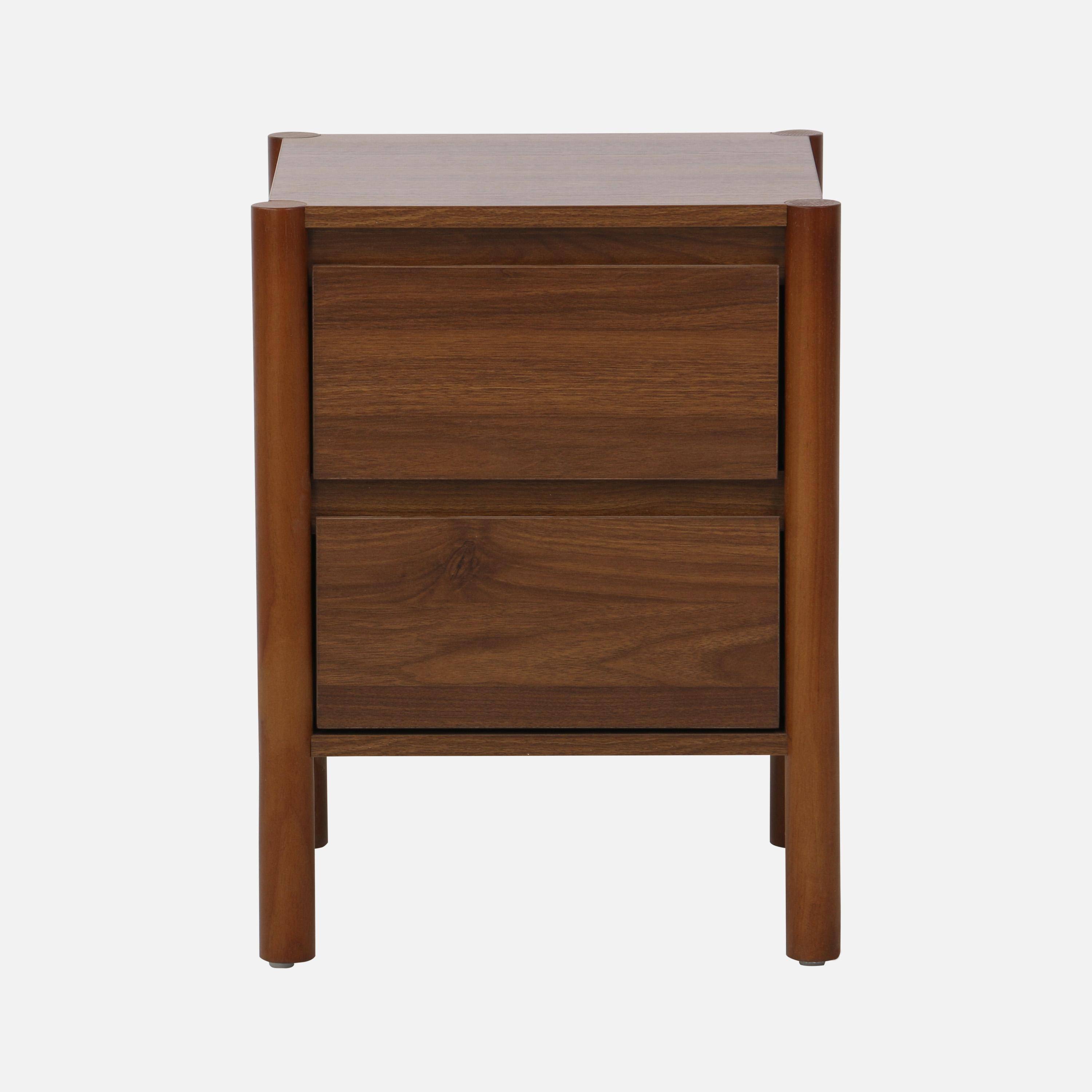 Lot de 2 tables de chevet décor bois 2 tiroirs noyer - 42 x 42 x 55 cm - Harmony Photo4