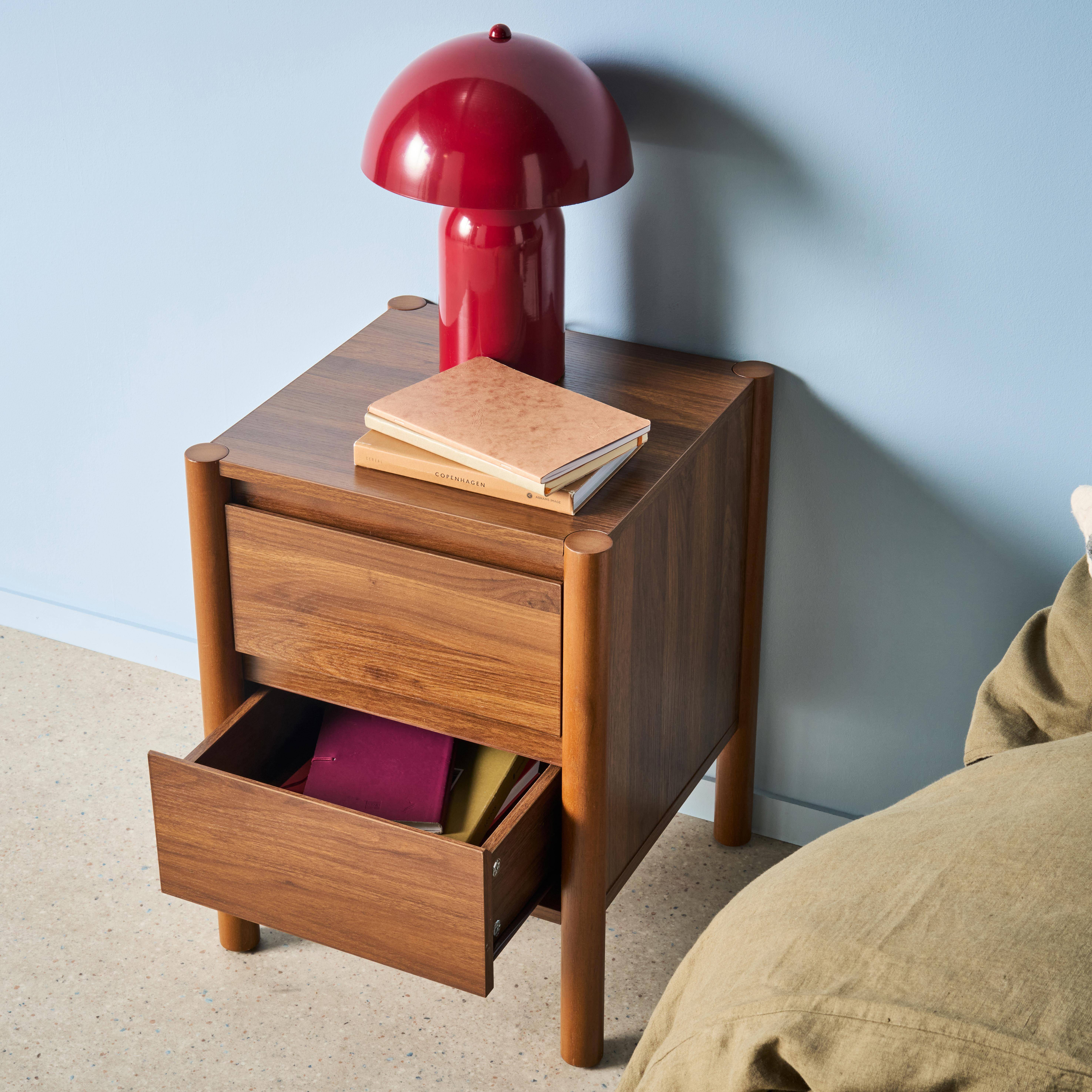 Set 2 comodini decoro legno 2 cassetti , Harmony, Noce, 42x42x55 cm Photo3