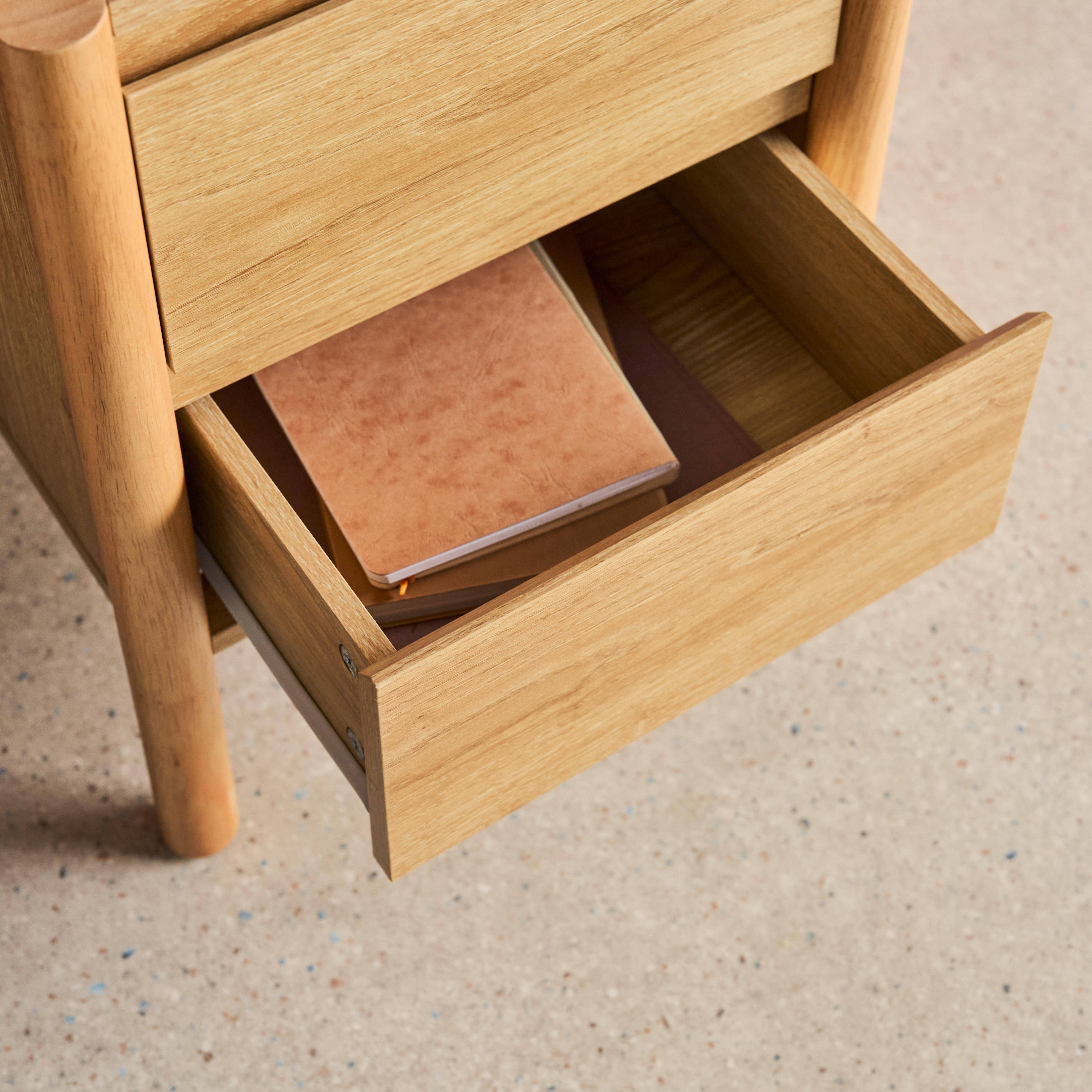 Pair of wood decor bedside table 2 drawers, Harmony, Natural, 42x42x55 cm Photo4