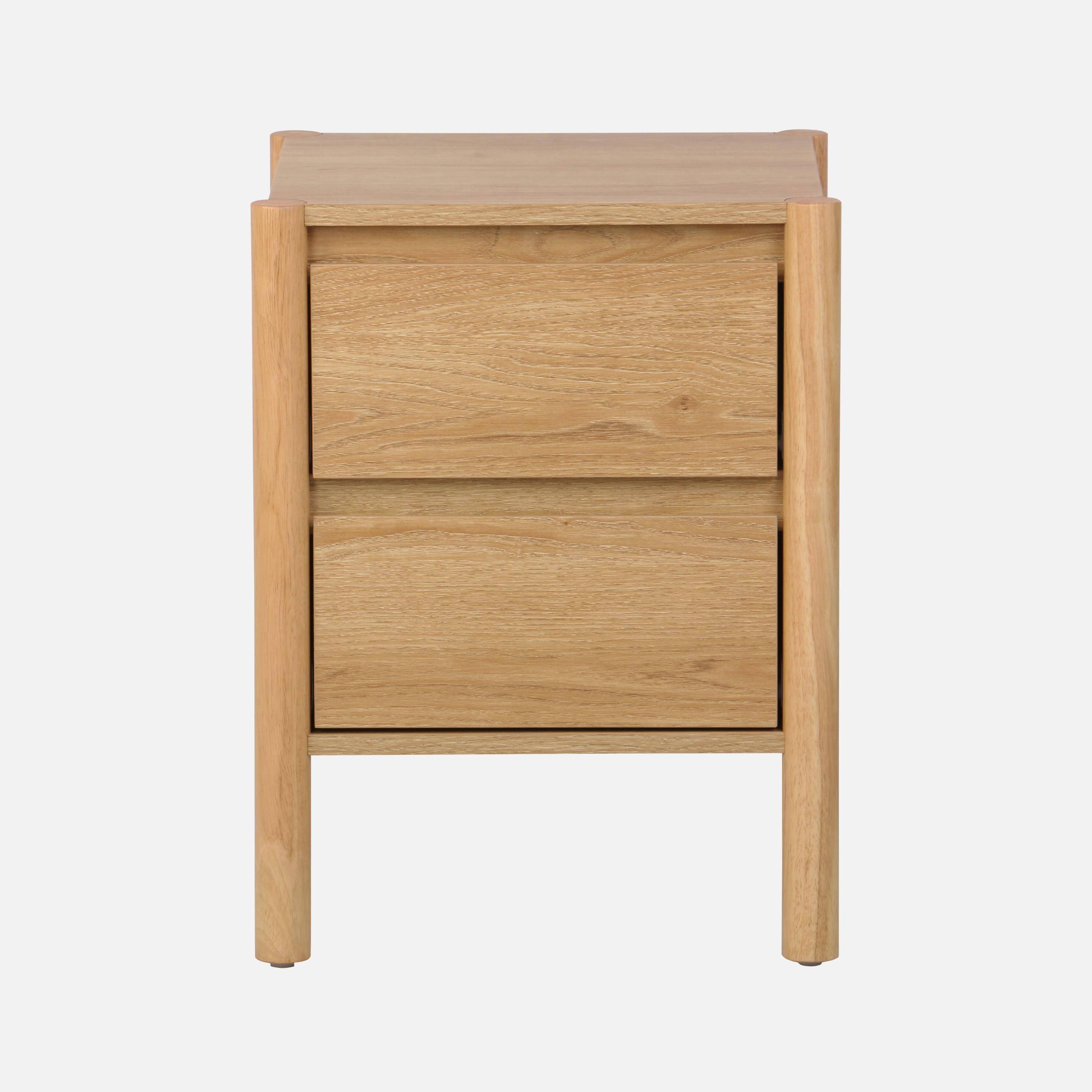 Lot de 2 tables de chevet décor bois 2 tiroirs naturel - 42 x 42 x 55 cm - Harmony Photo4