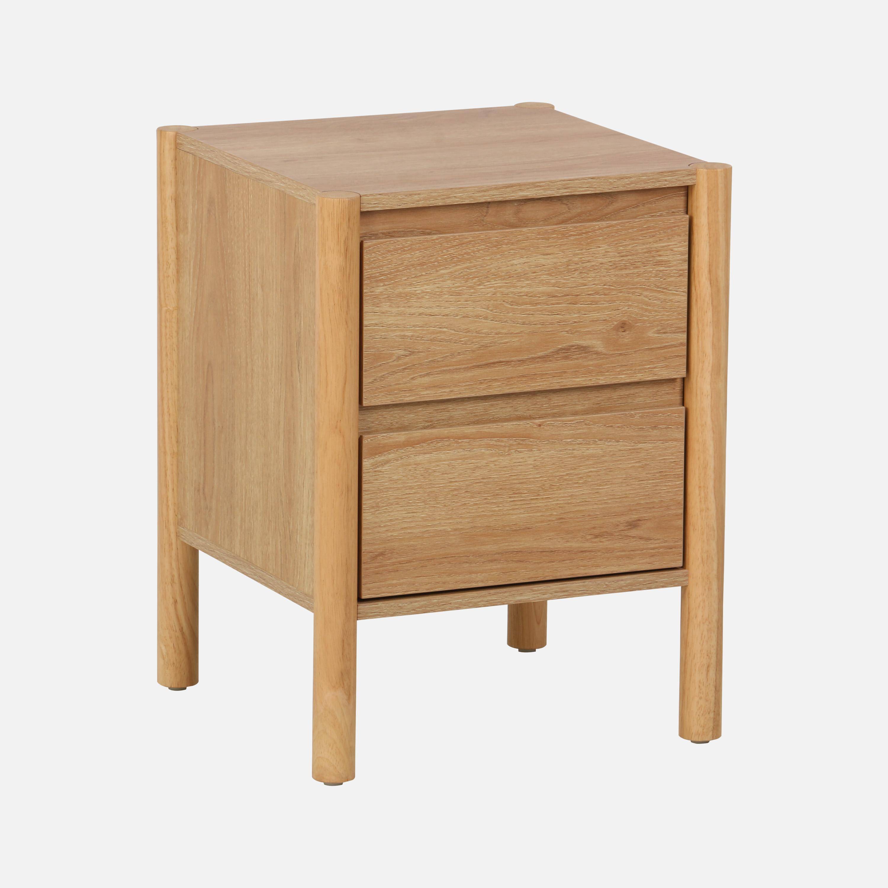 Lot de 2 tables de chevet décor bois 2 tiroirs naturel - 42 x 42 x 55 cm - Harmony Photo2
