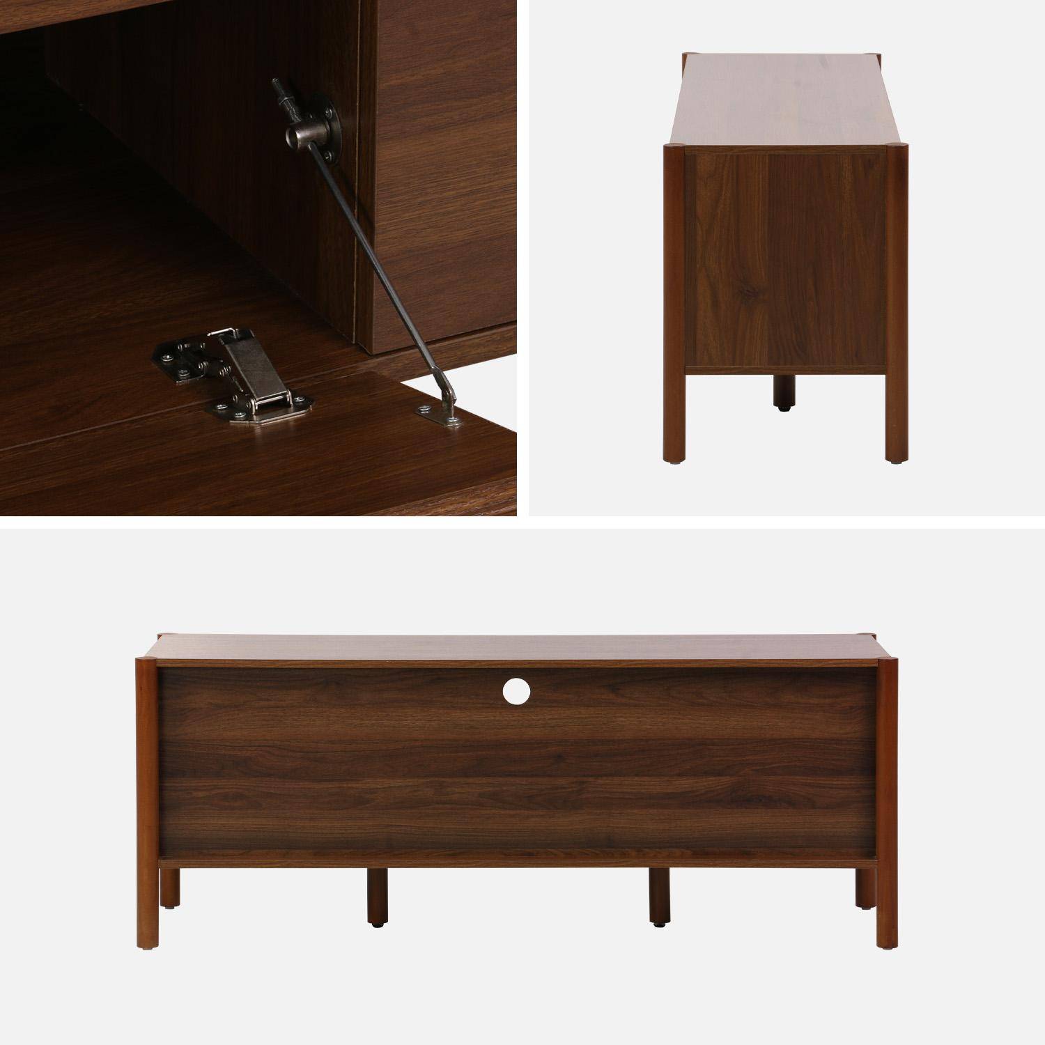 Meuble TV décor bois 2 portes 1 tiroir 140cm noyer - 140 x 42 x 55 cm - Harmony Photo4