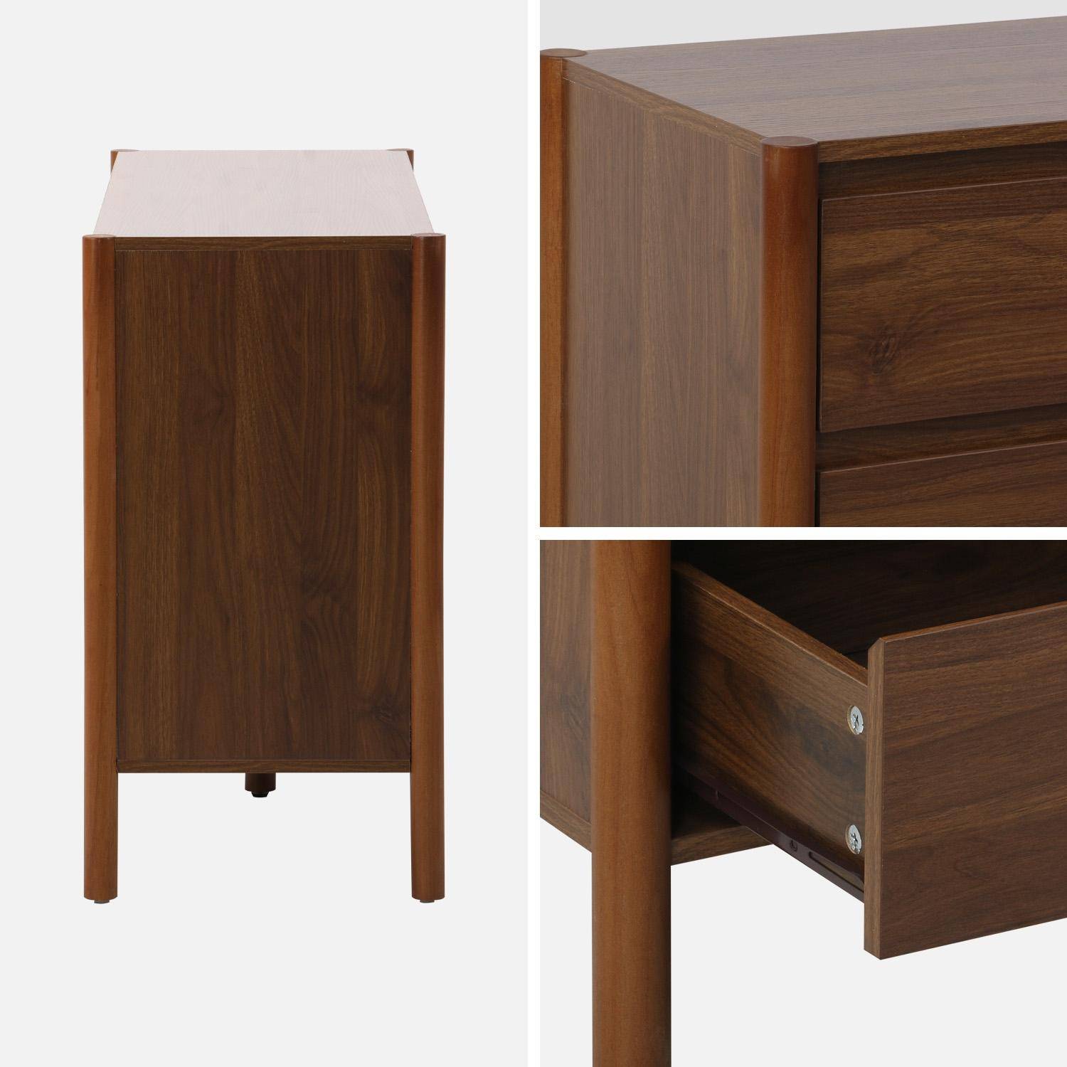 Commode décor bois 6 tiroirs 120cm noyer - 120 x 42 x 78,5 cm - Harmony,sweeek,Photo4