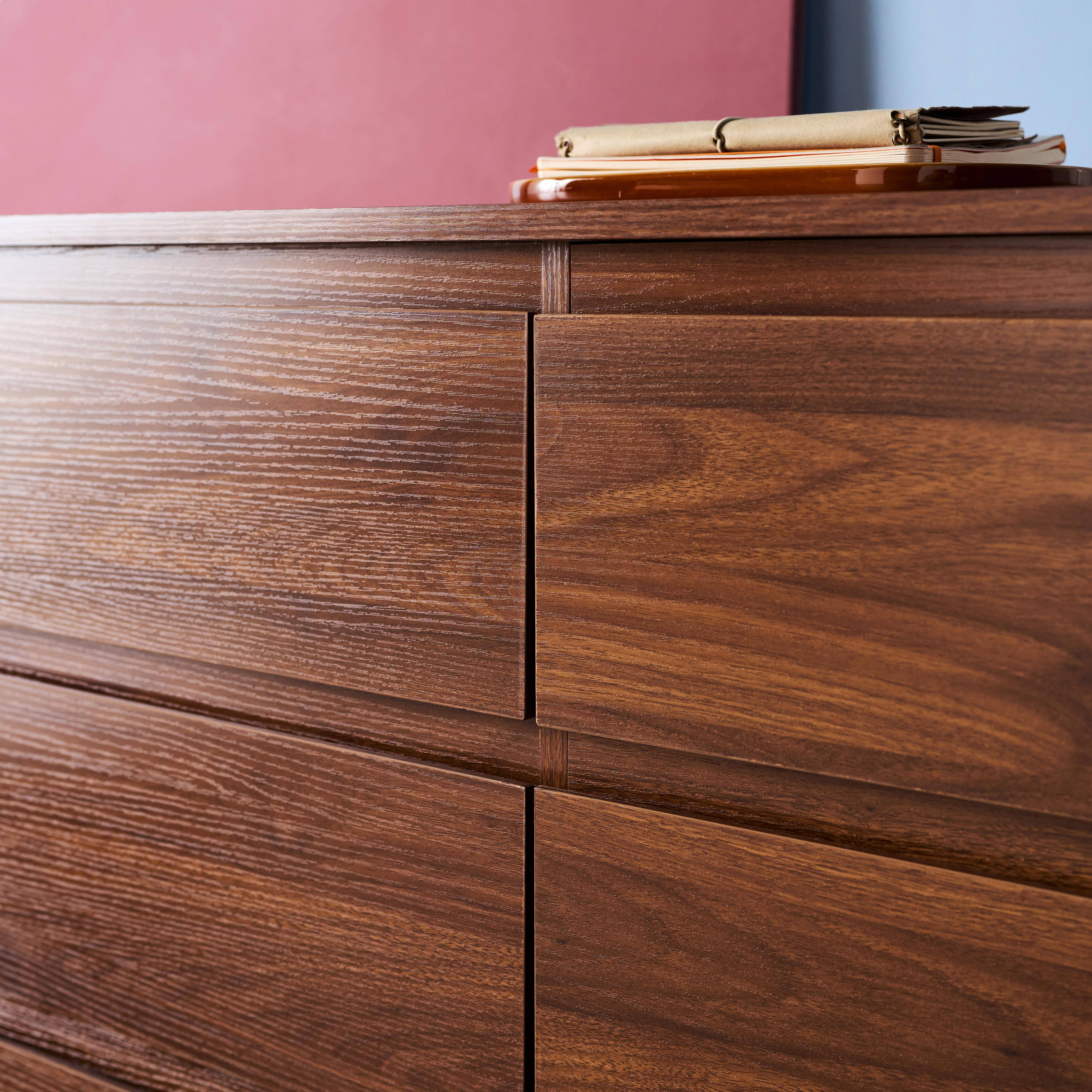 Comò decorazione legno 6 cassetti Noce - 120x42x78 cm Photo6