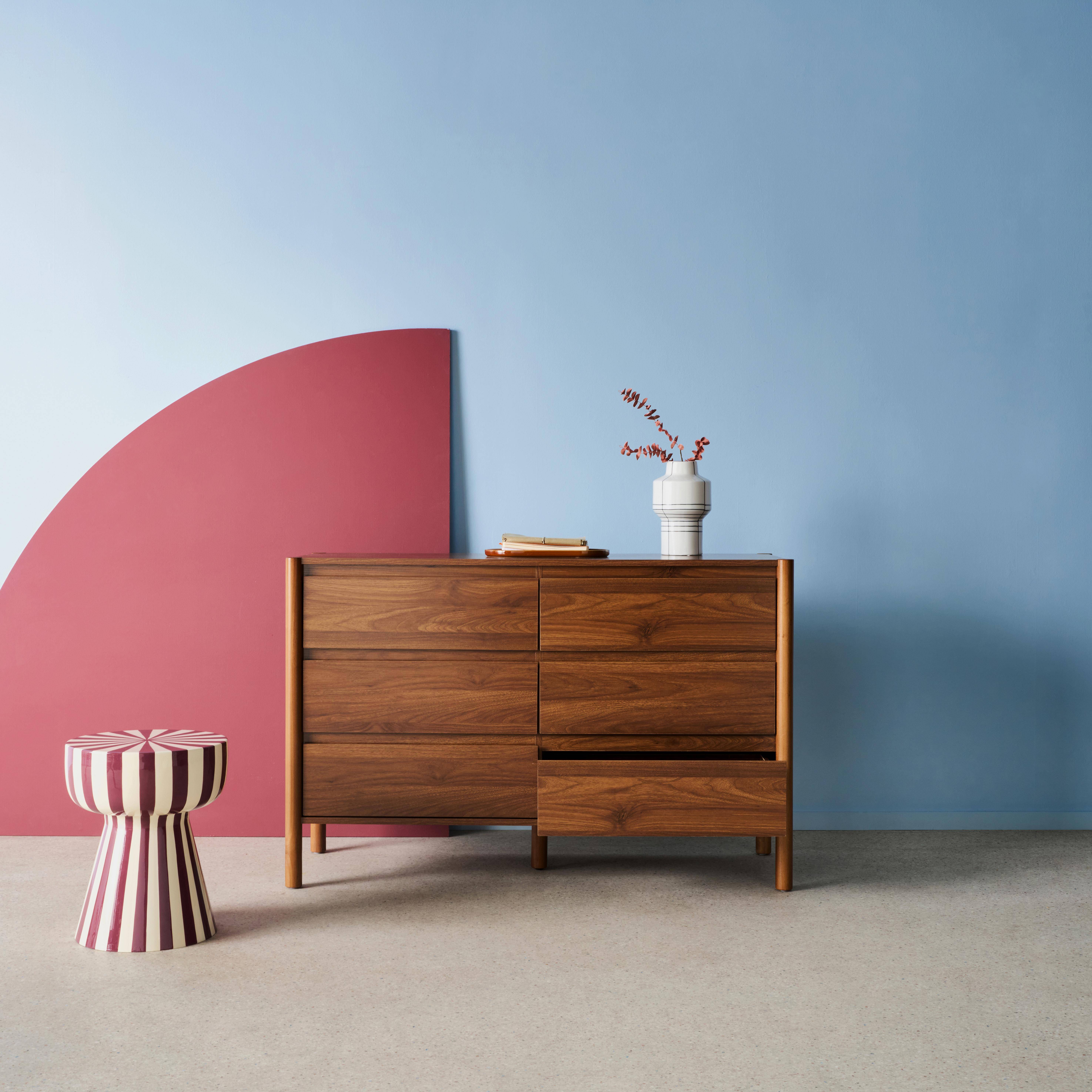 Comò decorazione legno 6 cassetti Noce - 120x42x78 cm,sweeek,Photo2