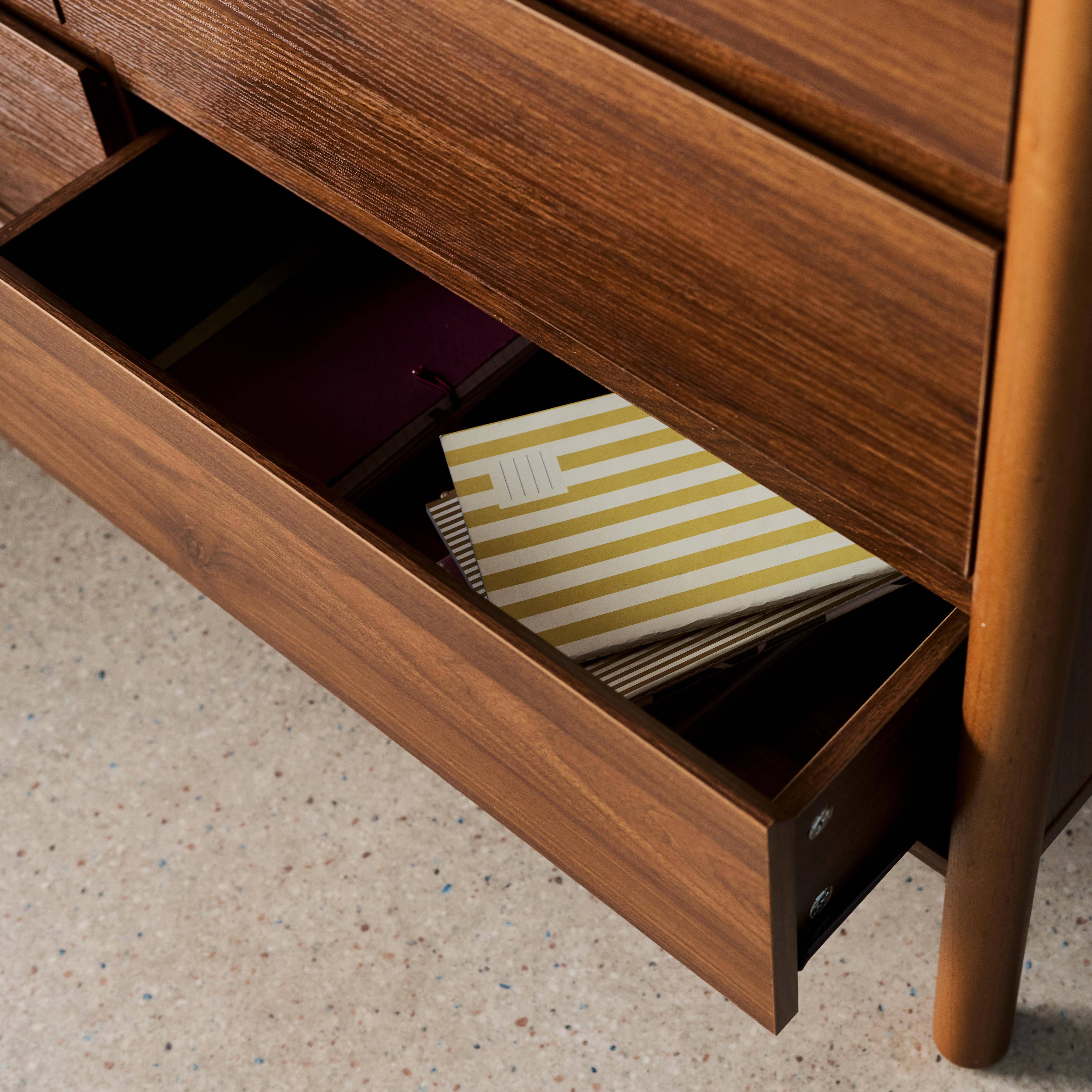 Comò decorazione legno 6 cassetti Noce - 120x42x78 cm,sweeek,Photo8