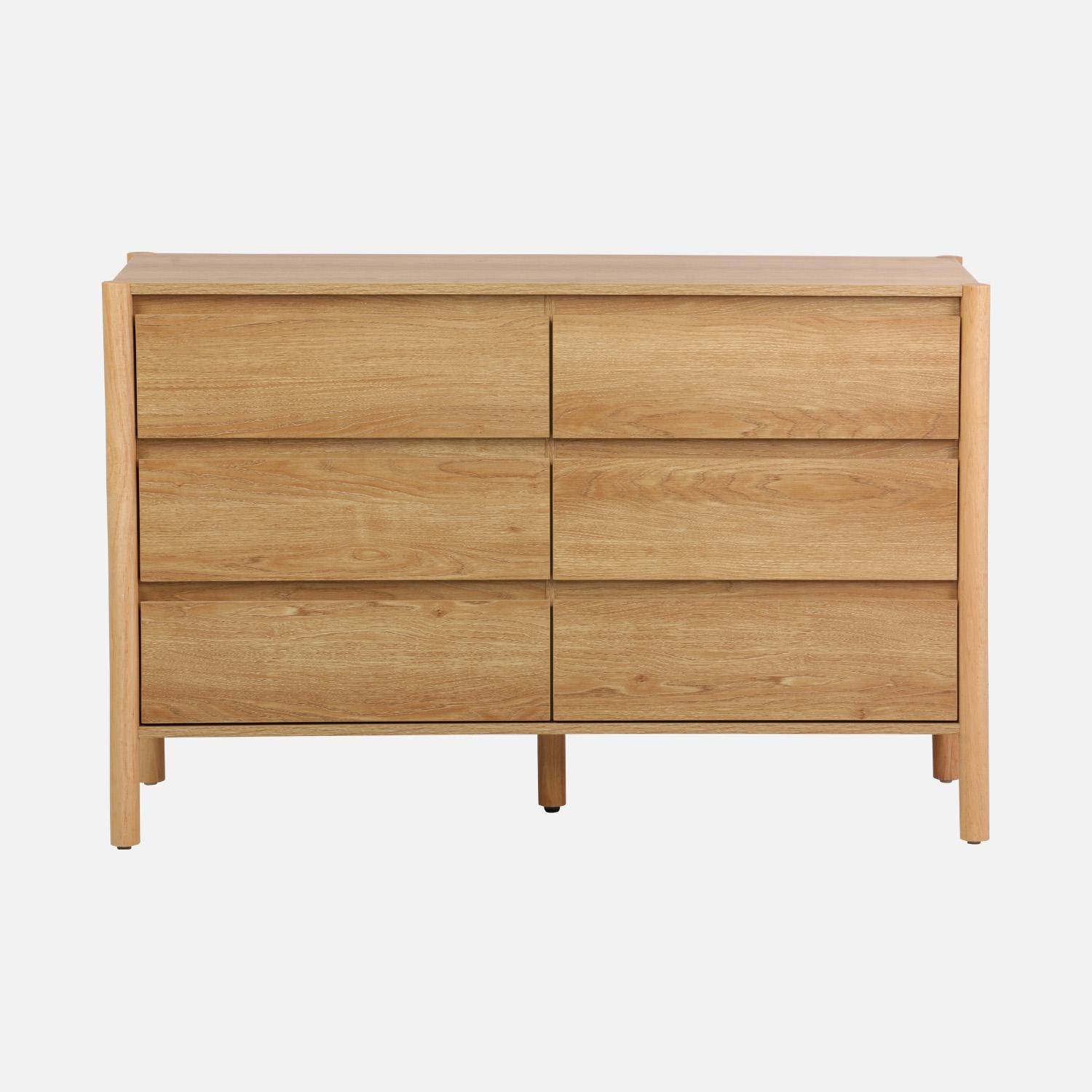 Ladekast houtlook met 6 laden naturel - 120 x 42 x 78,5 cm - Harmony Photo2