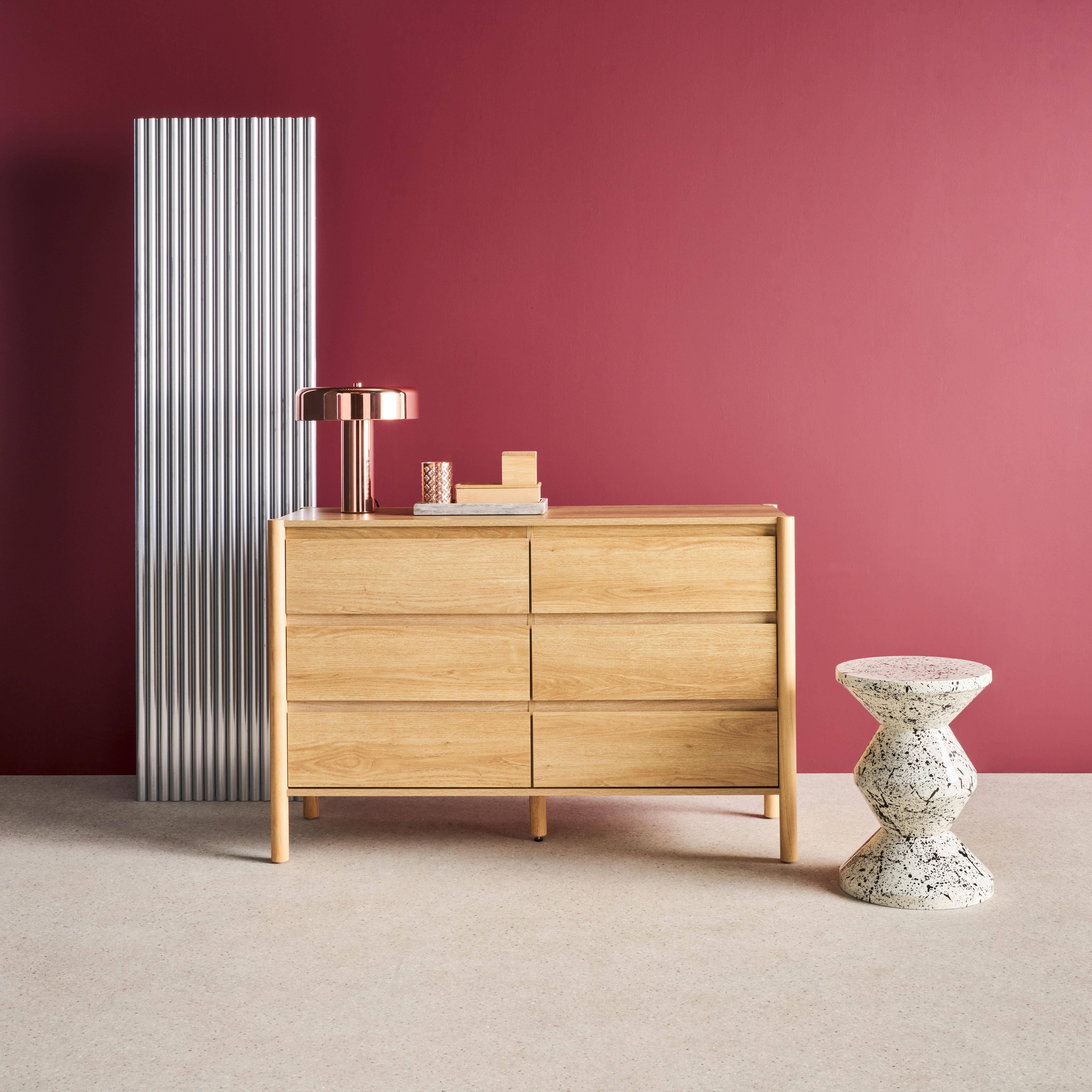 Kommode Holzdekor 6 Schubladen 120 cm Naturfarbe