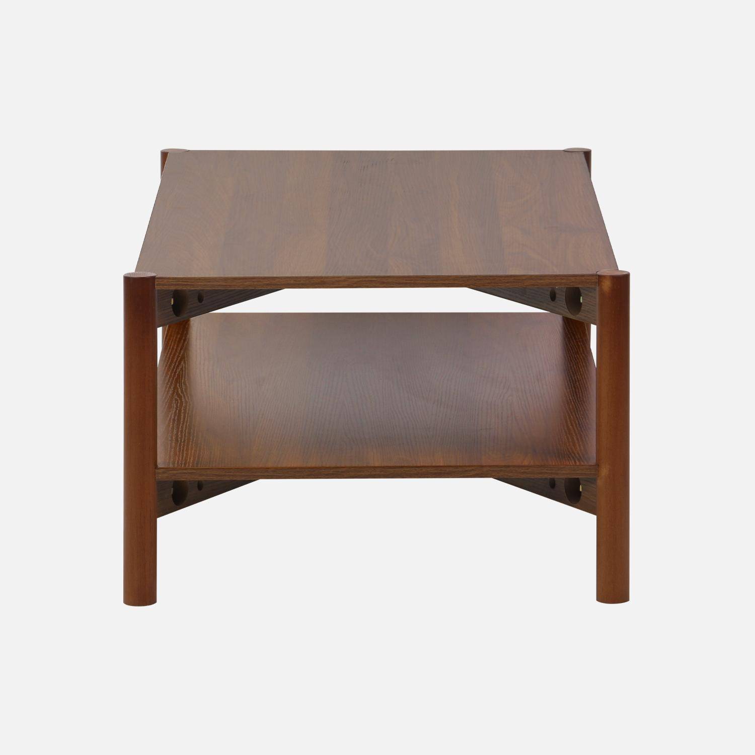 Table basse rectangulaire décor bois double plateau 110cm noyer - Harmony Photo3