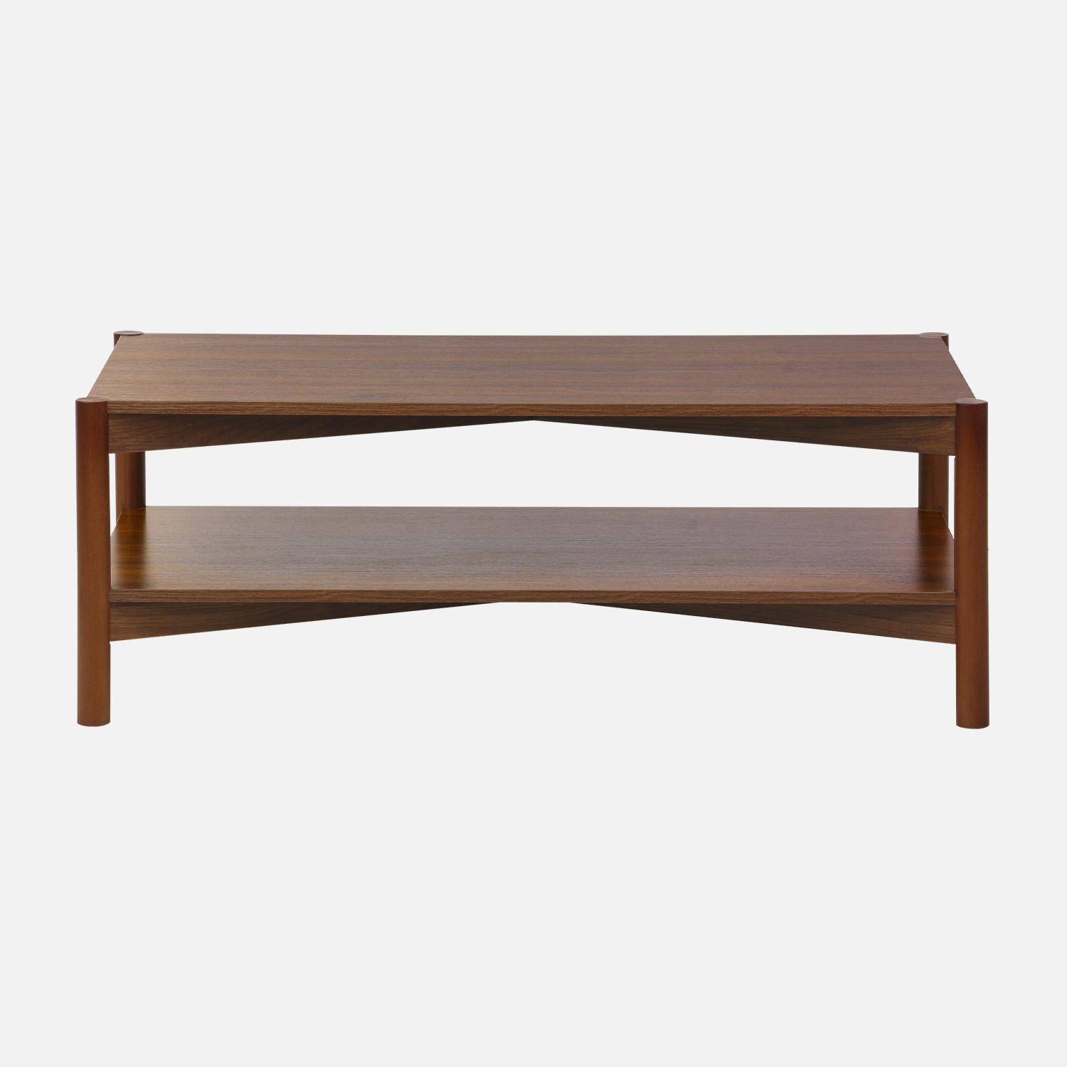 Table basse rectangulaire décor bois double plateau 110cm noyer - Harmony Photo2
