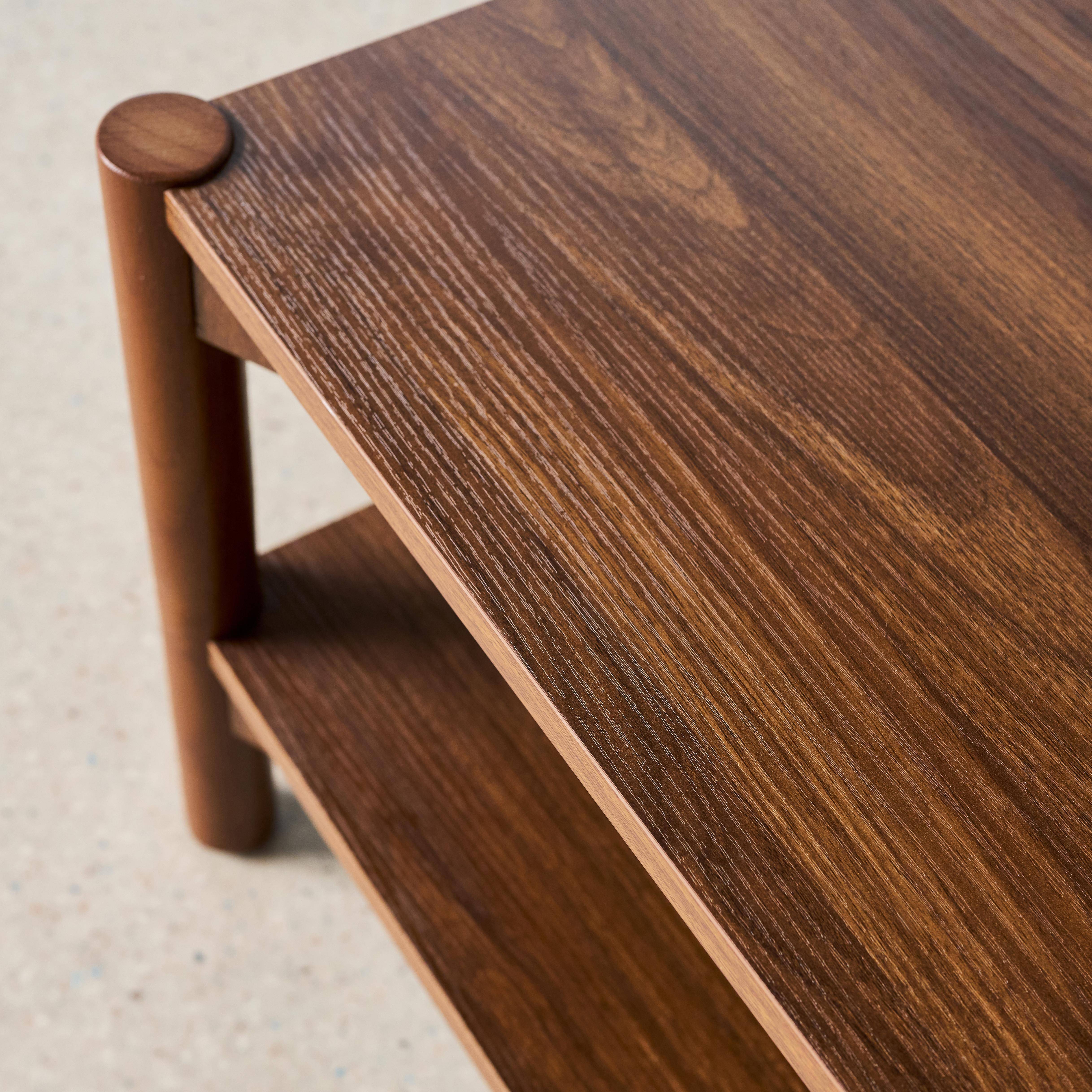 Tavolino rettangolare decorazione legno doppio ripiano, Harmony, Marrone, 110x60x40 cm,sweeek,Photo4