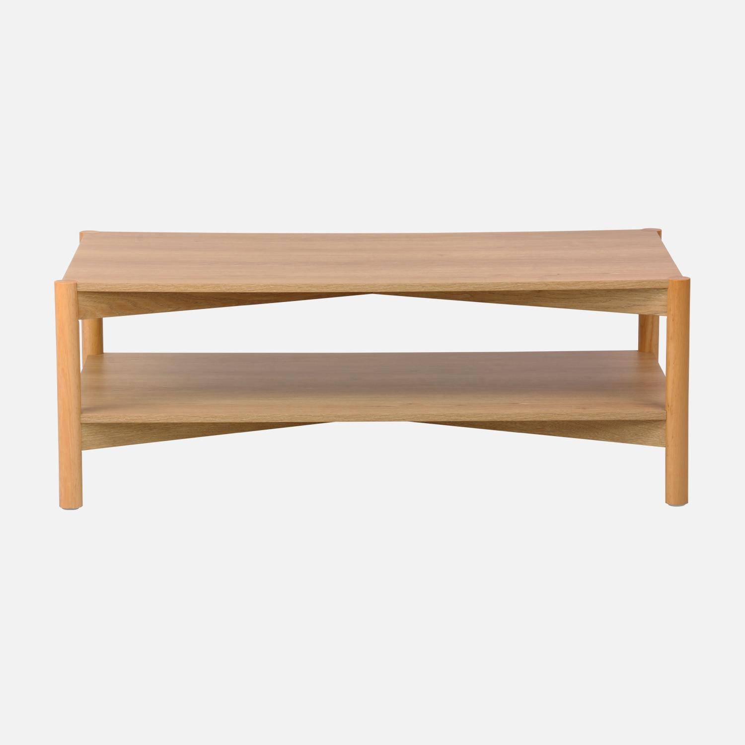 Table basse rectangulaire décor bois double plateau 110cm naturel - Harmony Photo2
