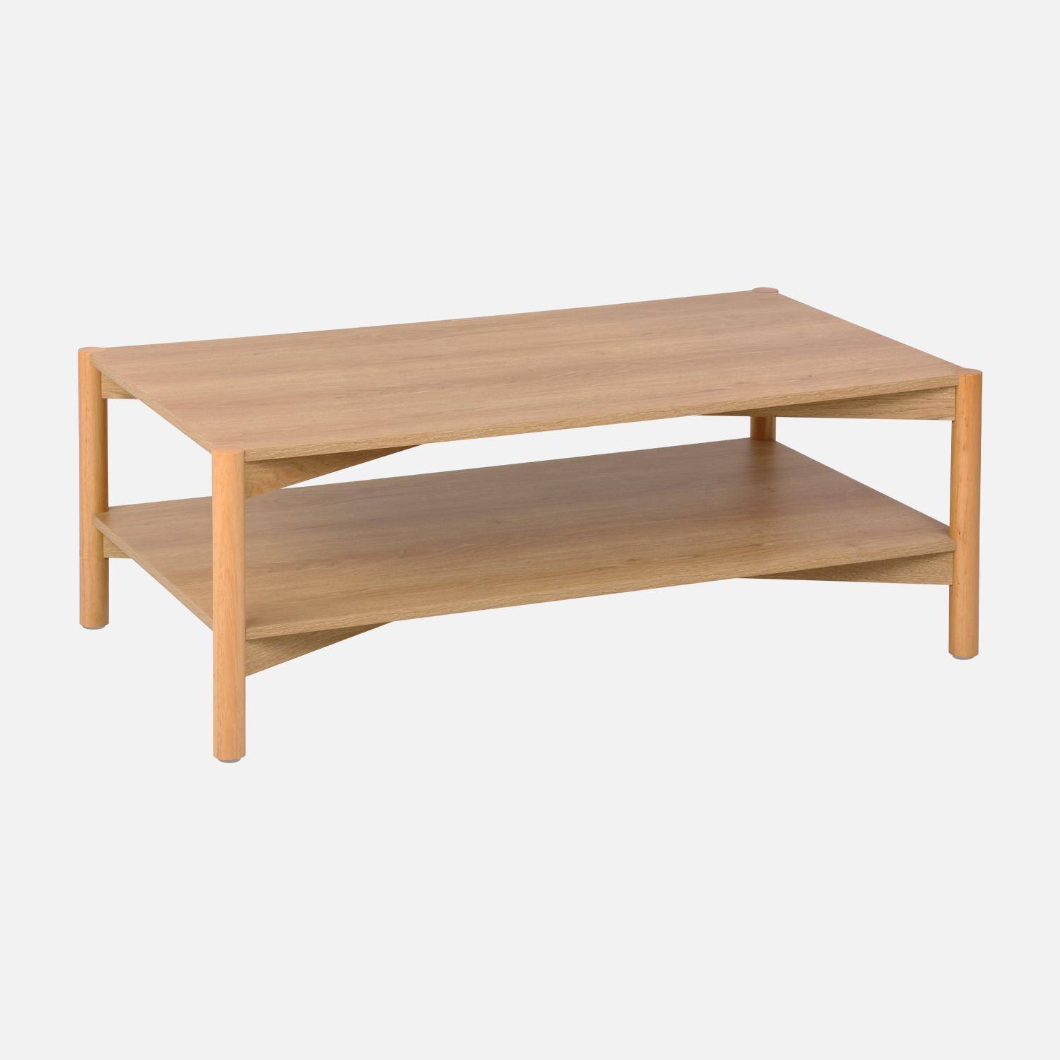 Table basse rectangulaire décor bois double plateau 110cm naturel - Harmony Photo1