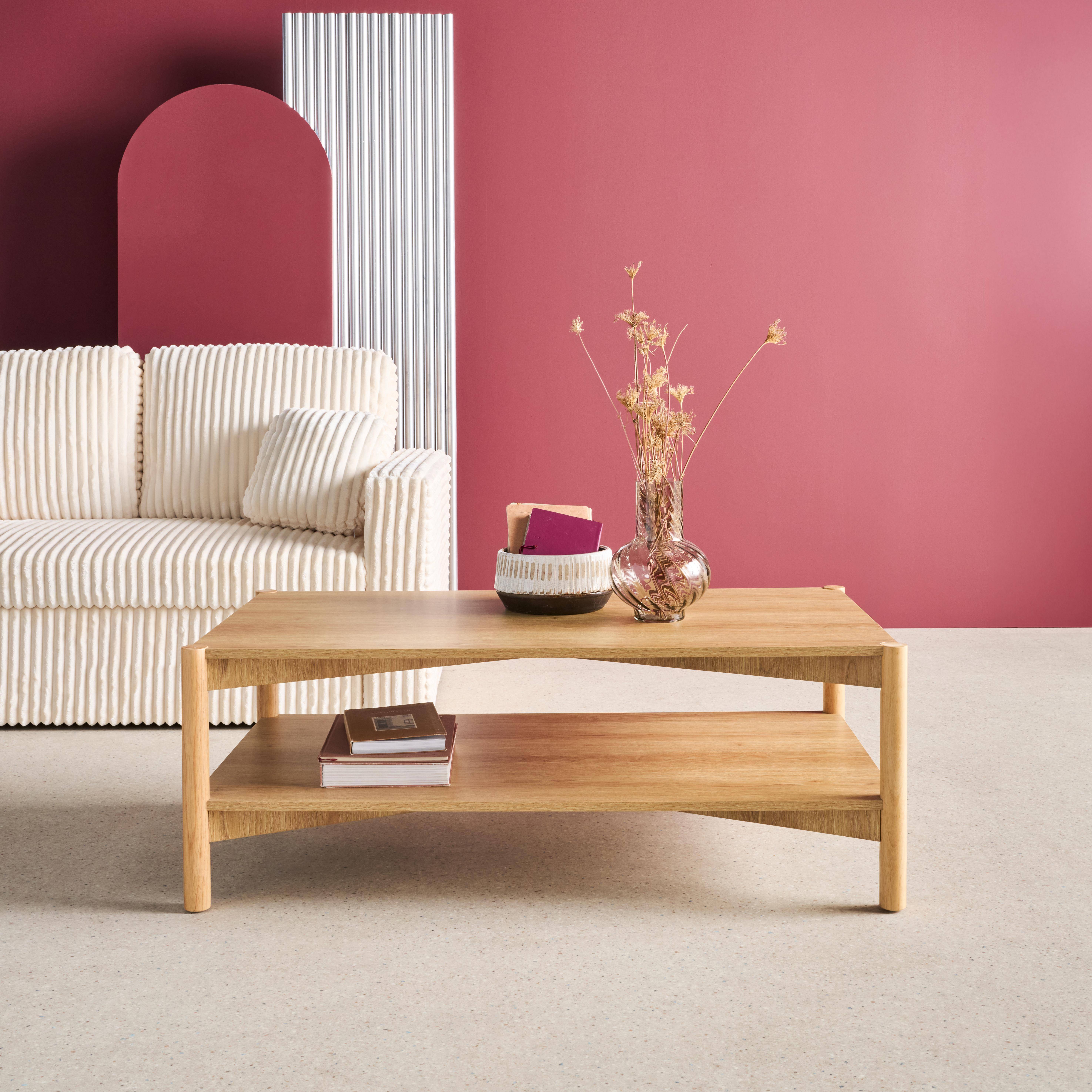 Mesa de centro retangular em decoração madeira, Harmony, Natural, 110x60x40 cm,sweeek,Photo1