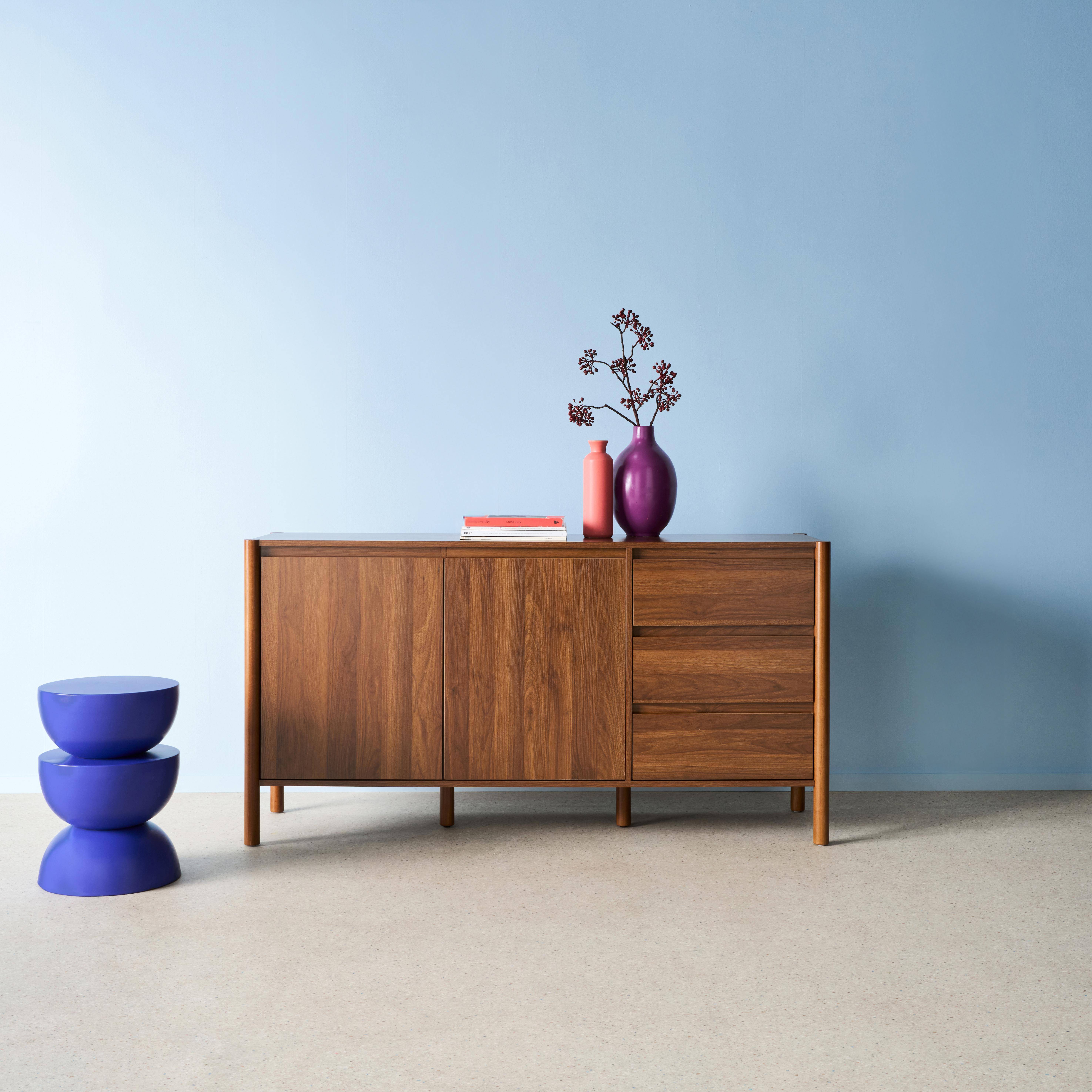 Aparador con 2 puertas y 3 cajones, 150cm, Harmony, Nogal, 150x42x78 cm,sweeek,Photo1