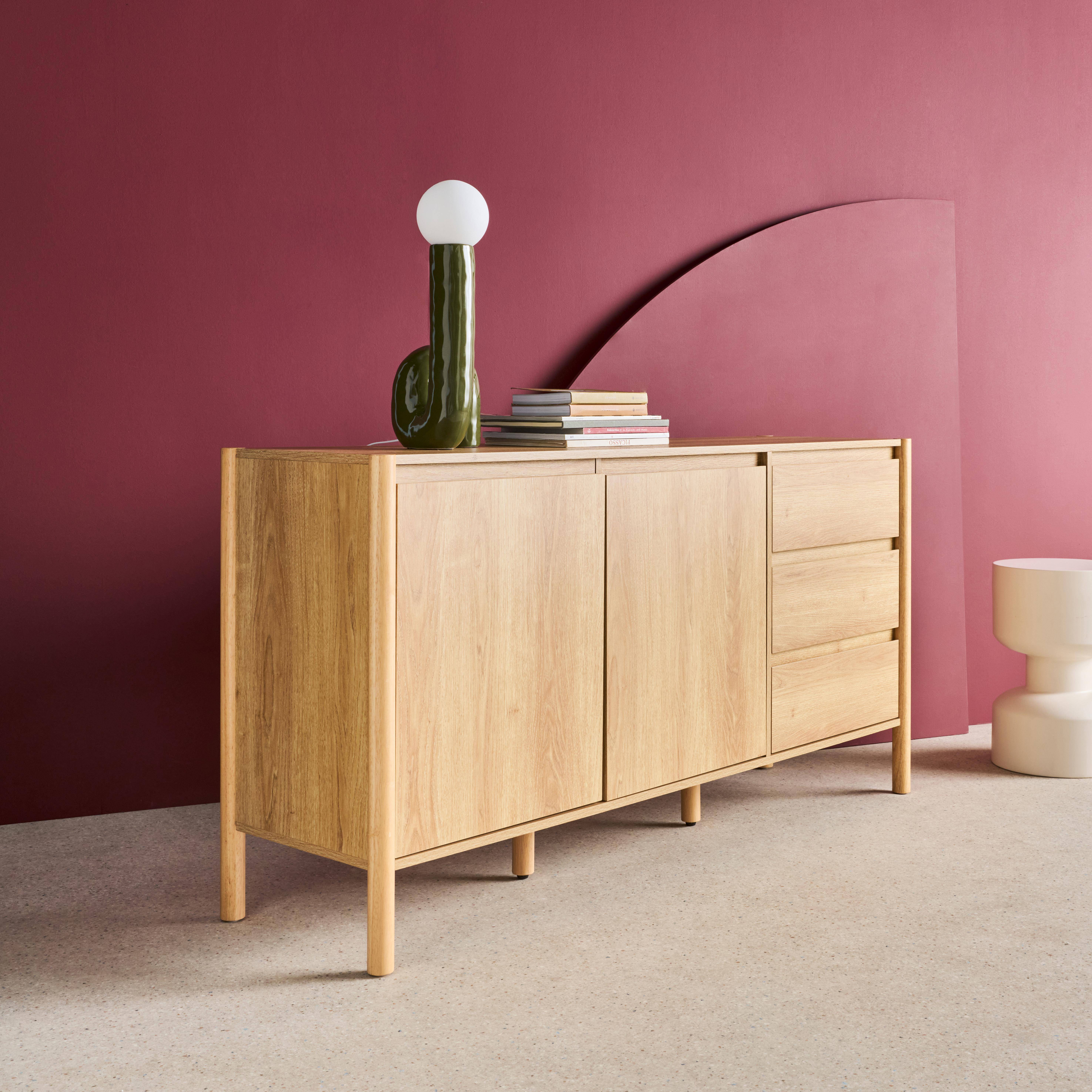 Aparador de 2 portas e 3 gavetas, 150cm, Harmony, Natural, 150x42x78 cm,sweeek,Photo2