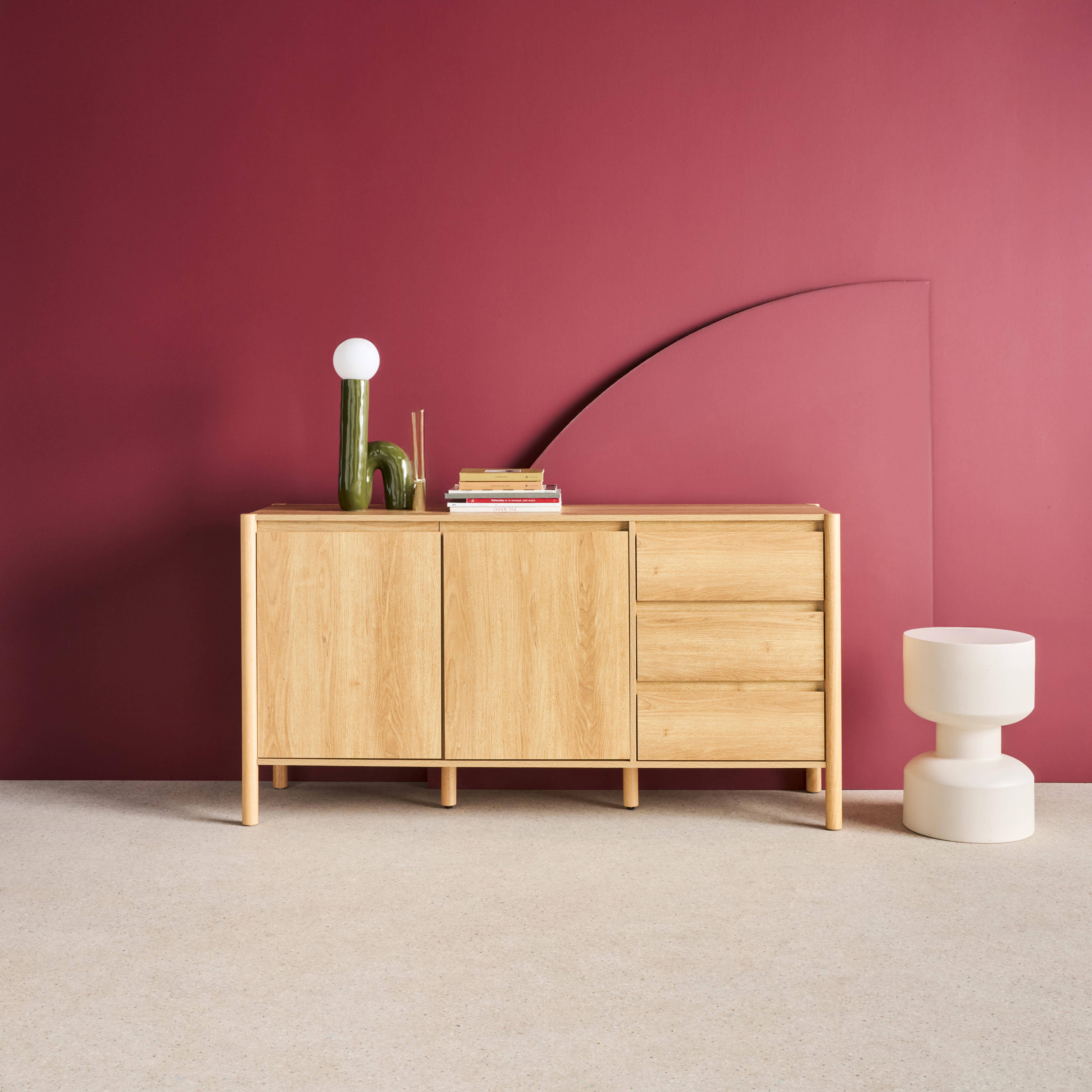 Aparador de 2 portas e 3 gavetas, 150cm, Harmony, Natural, 150x42x78 cm,sweeek,Photo1