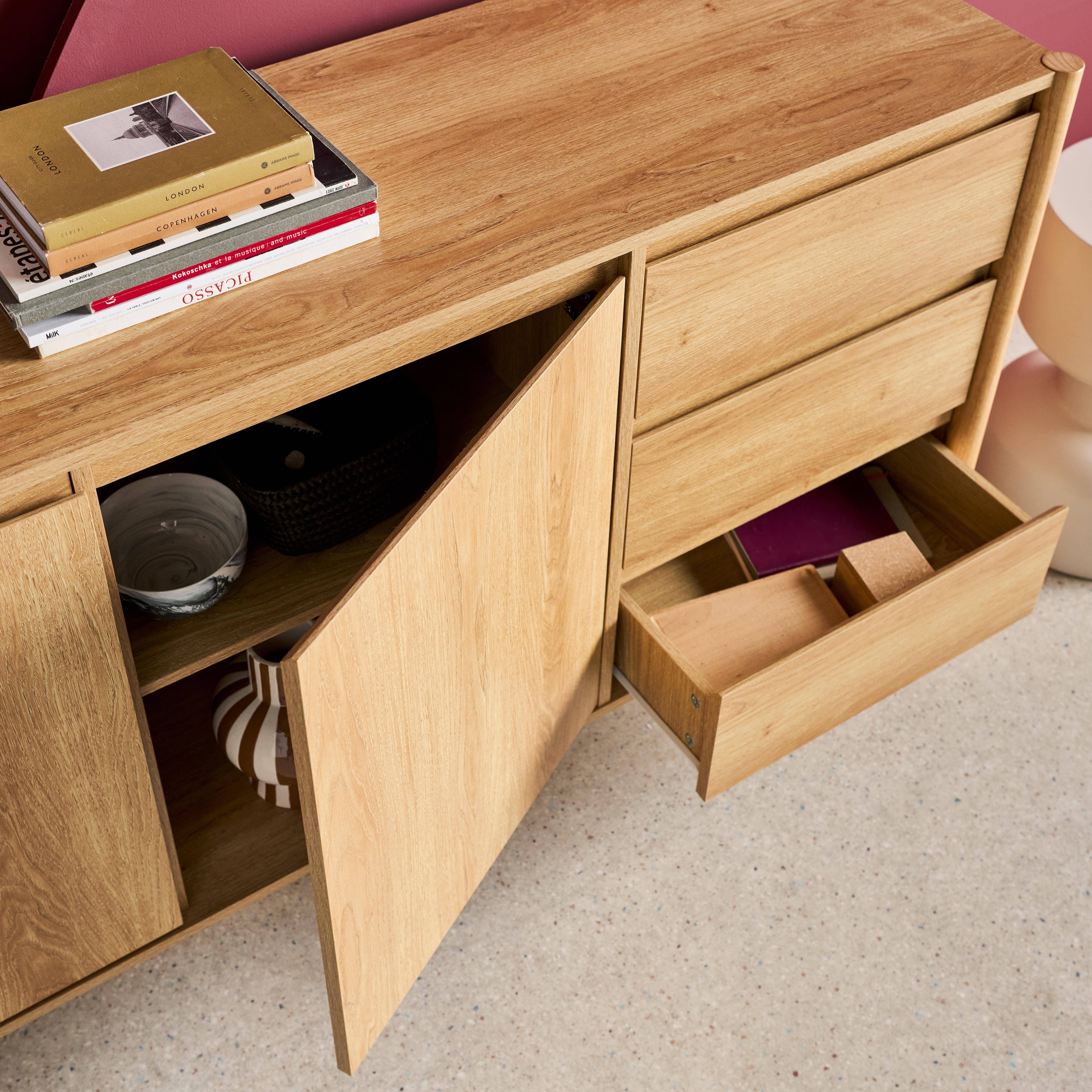 Aparador de 2 portas e 3 gavetas, 150cm, Harmony, Natural, 150x42x78 cm,sweeek,Photo5