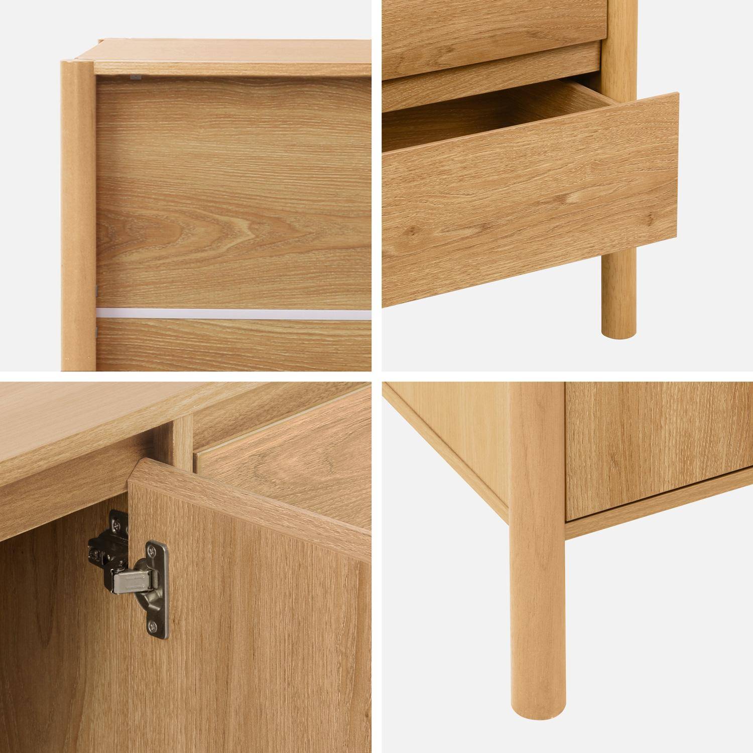 Buffet décor bois 2 portes 3 tiroirs 150cm naturel - 150 x 42 x 78,5 cm - Harmony,sweeek,Photo5