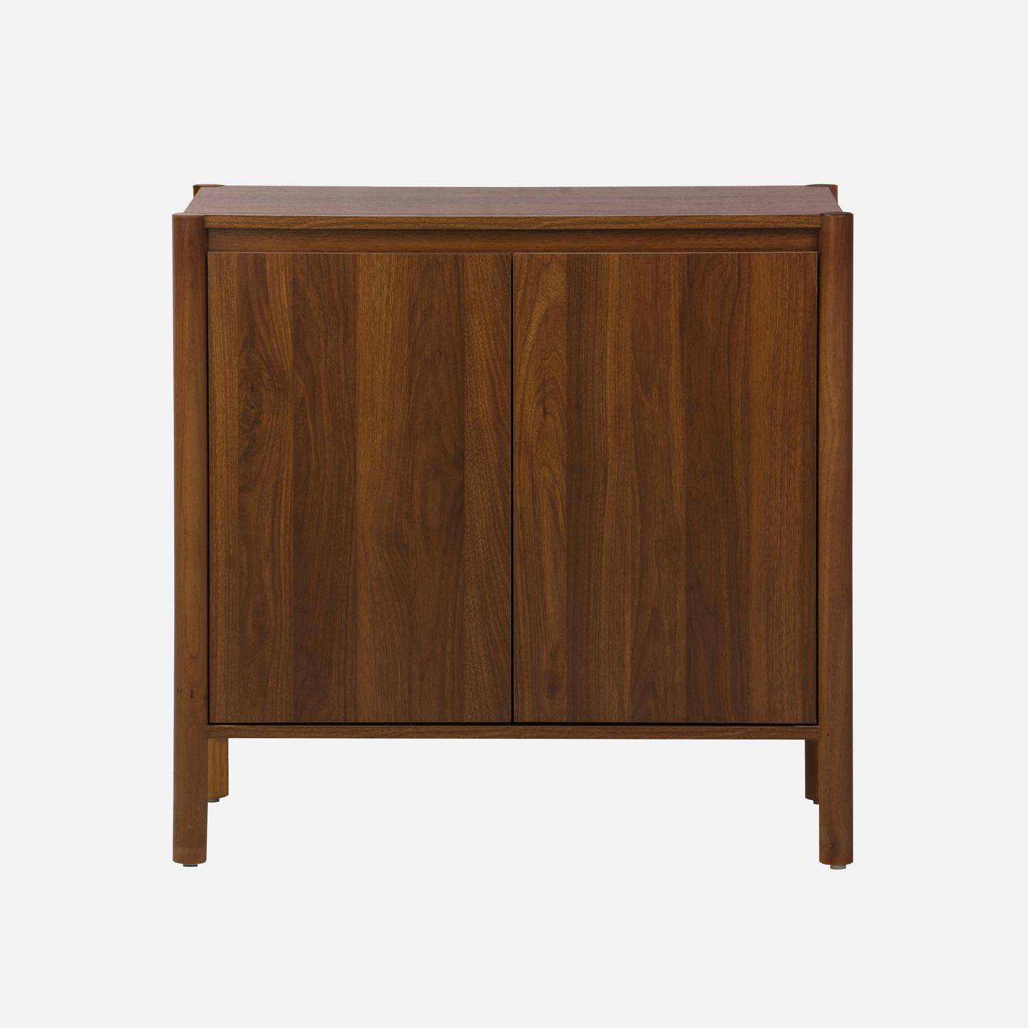 Buffet décor bois 2 portes noyer - 80 x 42 x 78,5 cm - Harmony Photo2