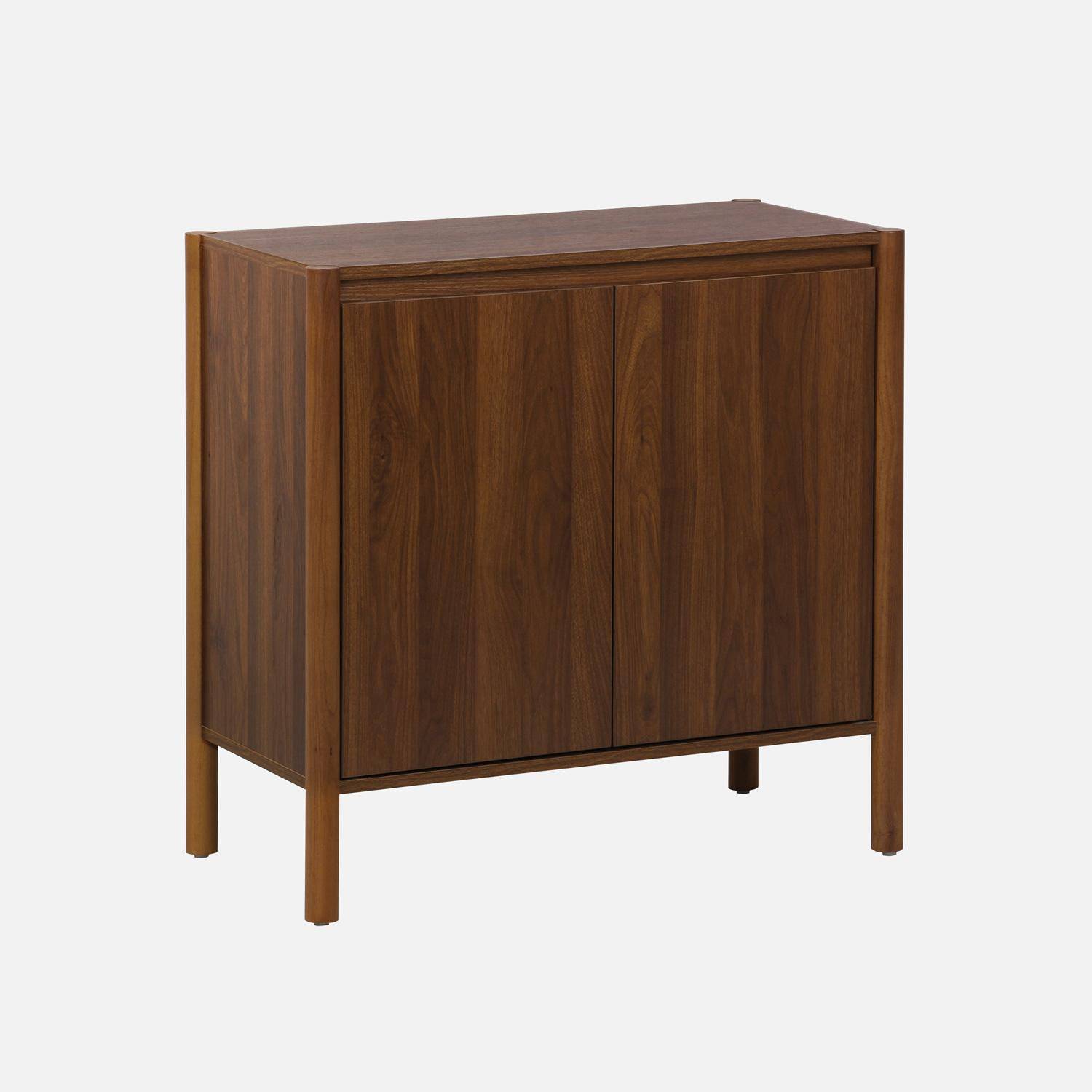 Buffet décor bois 2 portes noyer - 80 x 42 x 78,5 cm - Harmony Photo1